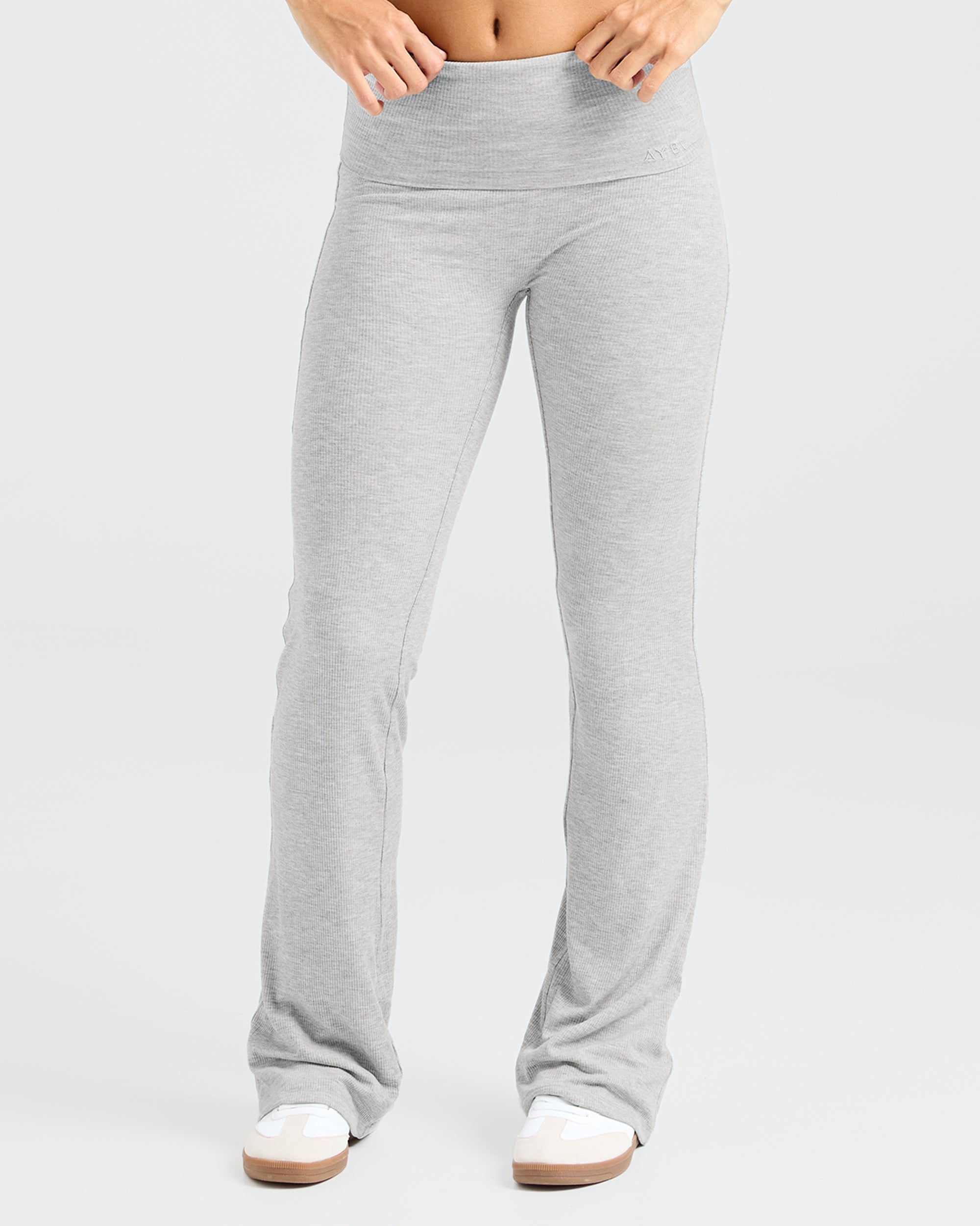 Lounge Ribbed Foldover Flared Leggings - Gris Marl