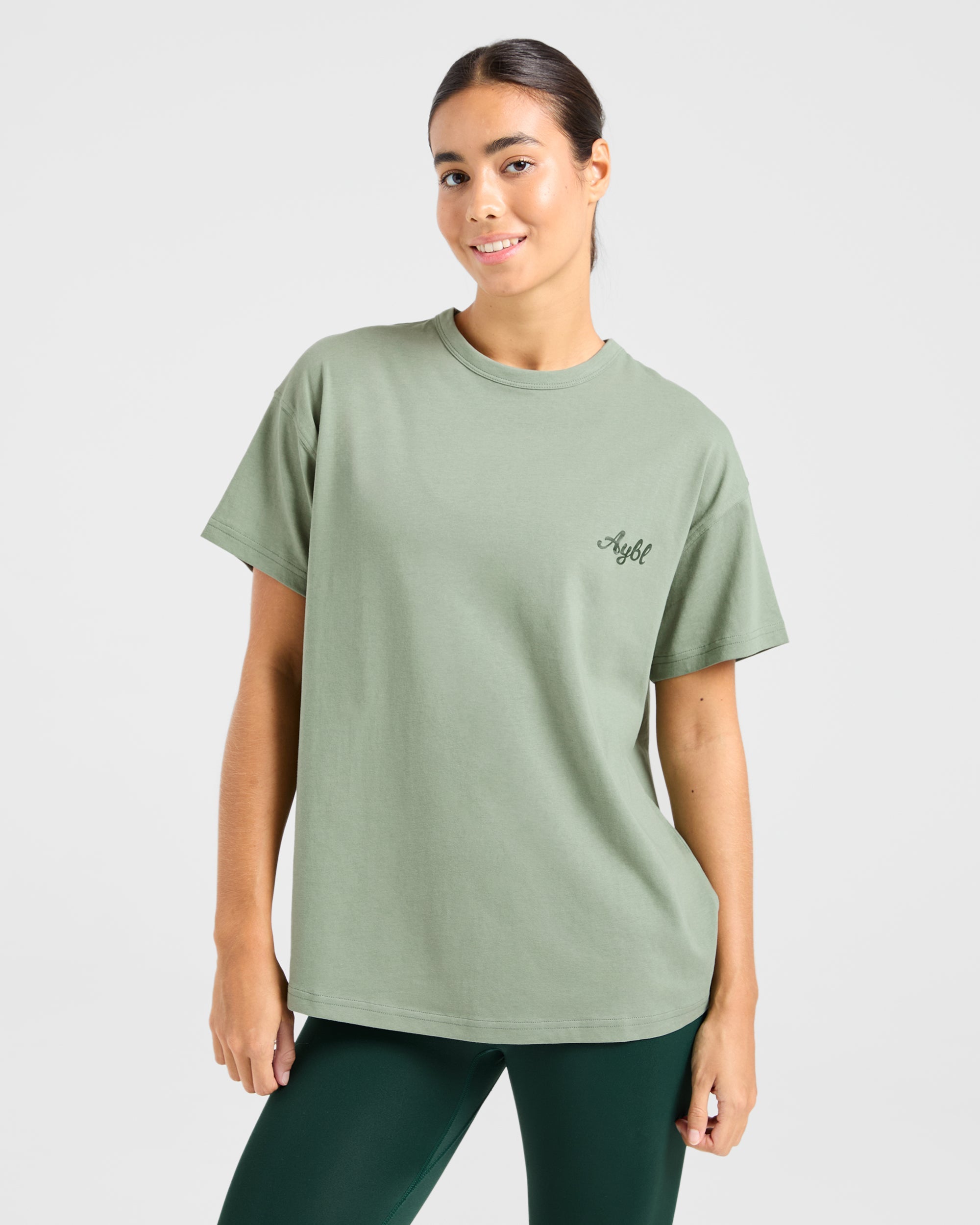 Body Achieve Mind Believe Oversized T Shirt - Vert