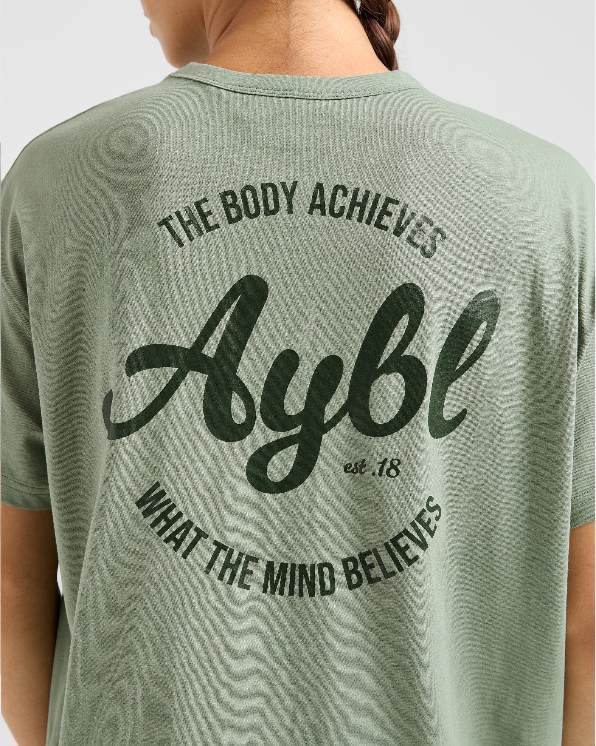 Body Achieve Mind Believe Oversized T Shirt - Vert