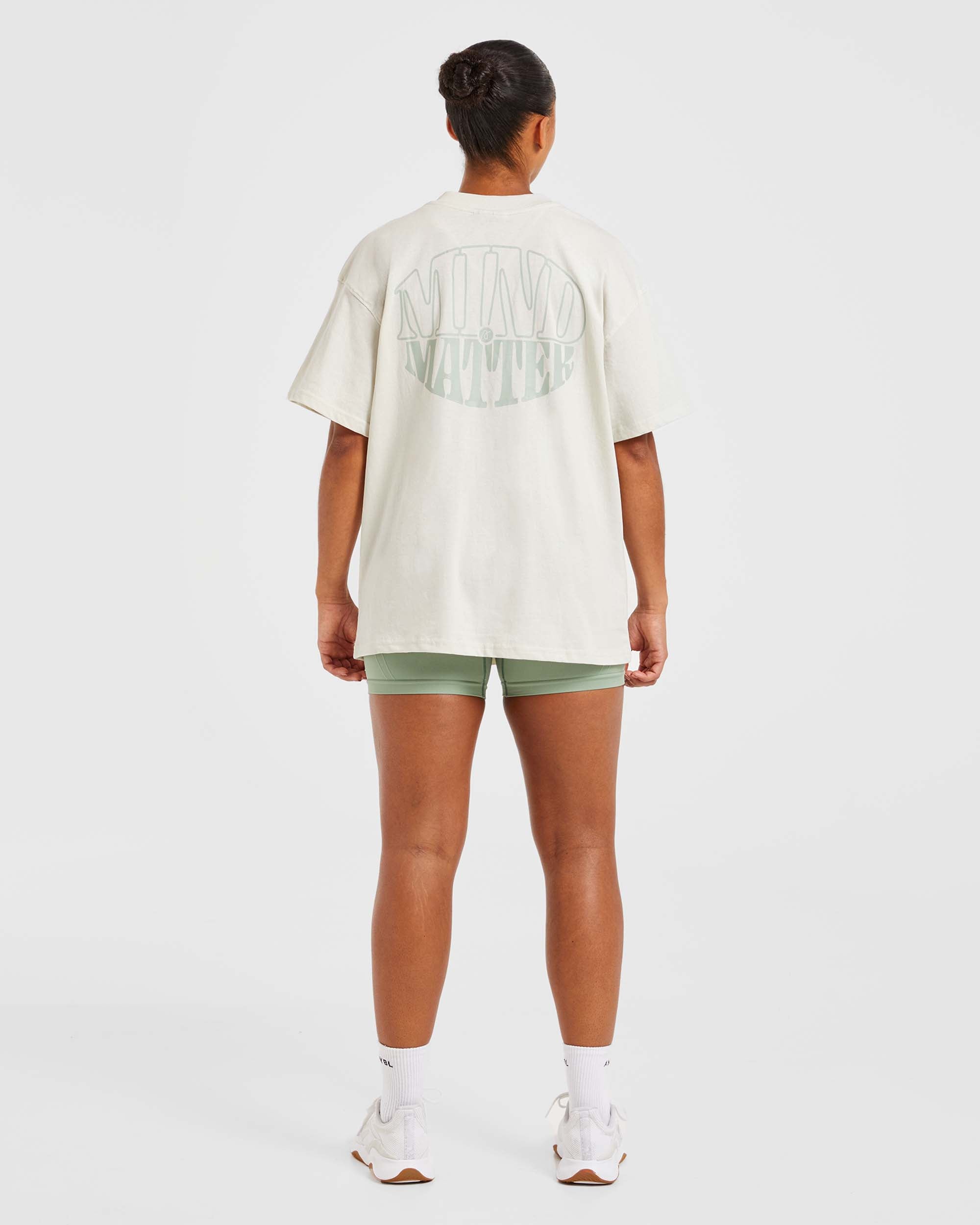 Mind Over Matter Oversized T Shirt - Beige/Vert