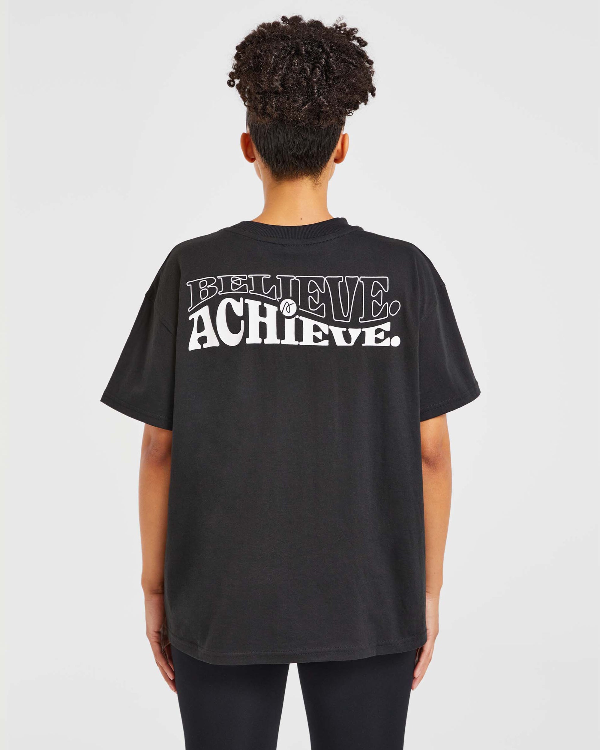 Believe Achieve Oversized T Shirt - Noir