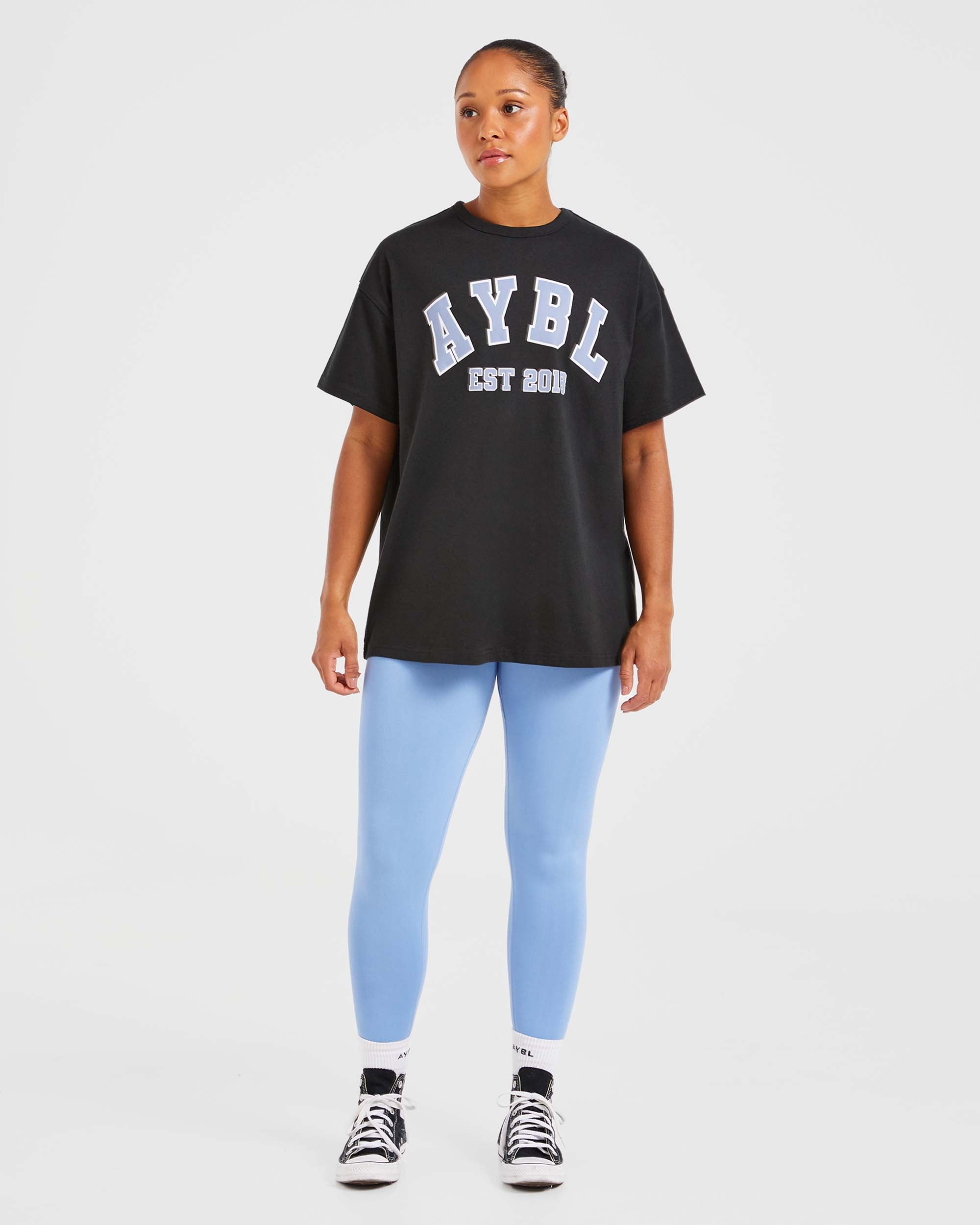 Varsity Oversized T Shirt - Noir/Bleu