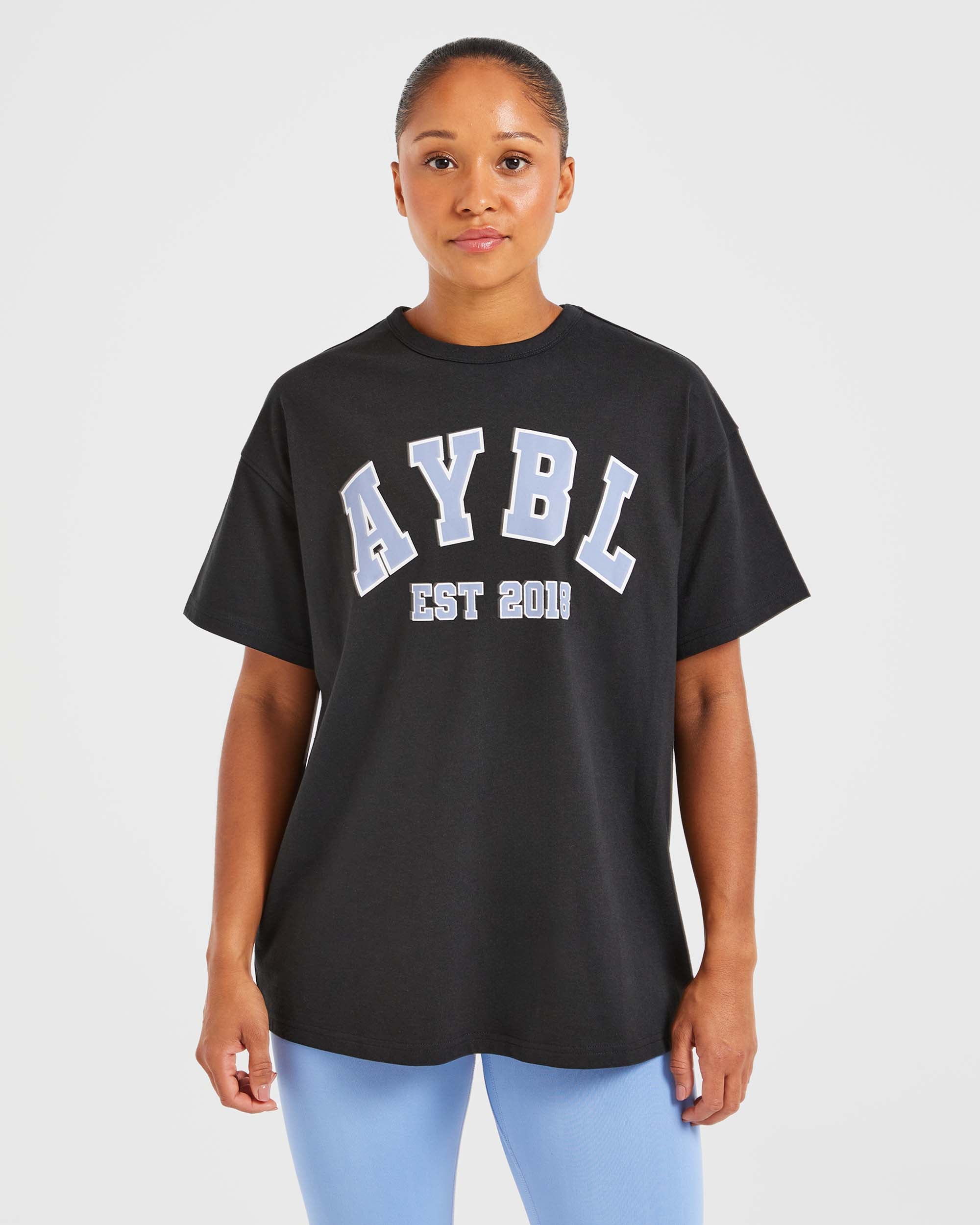 Varsity Oversized T Shirt - Noir/Bleu