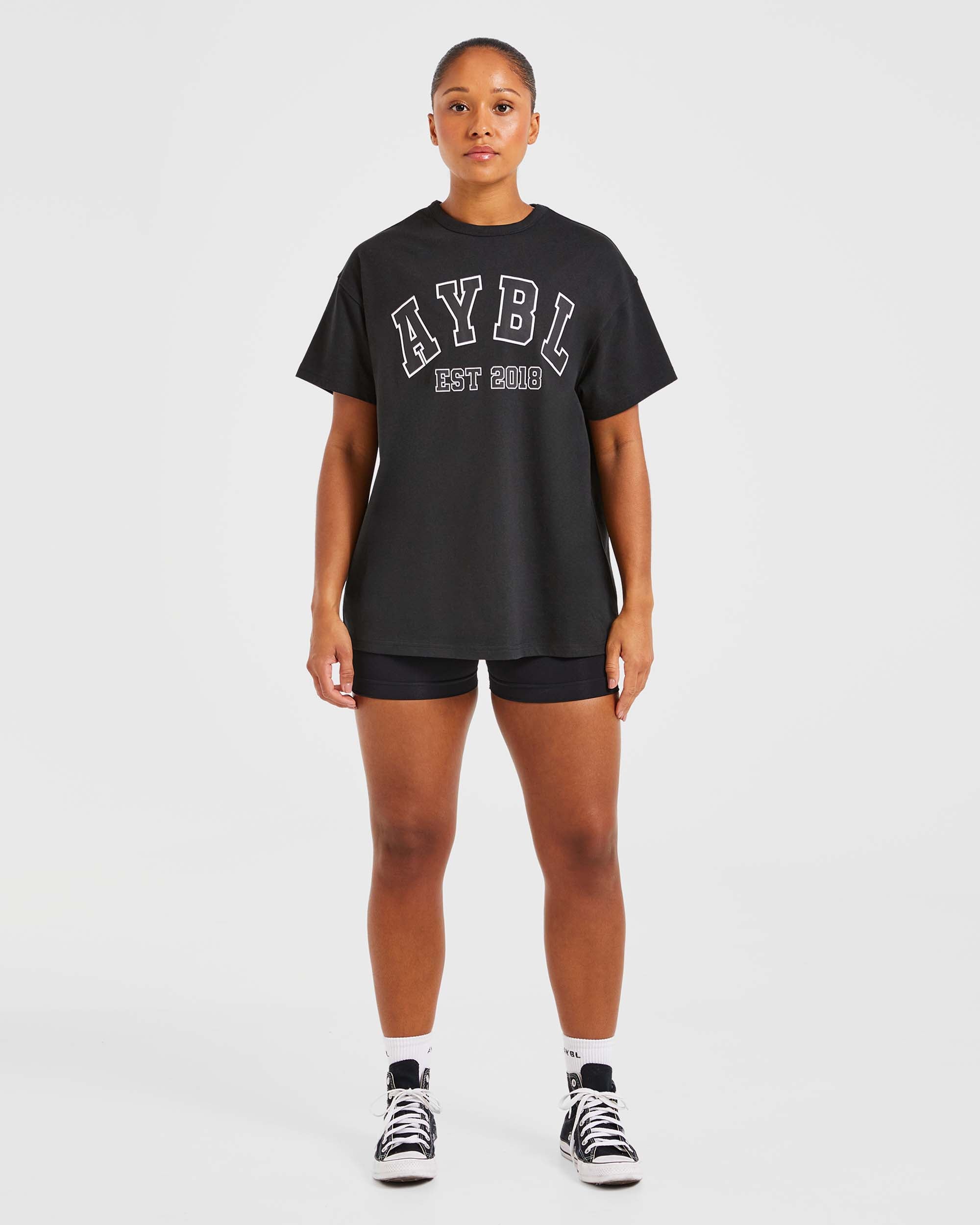 Varsity Oversized T Shirt - Noir