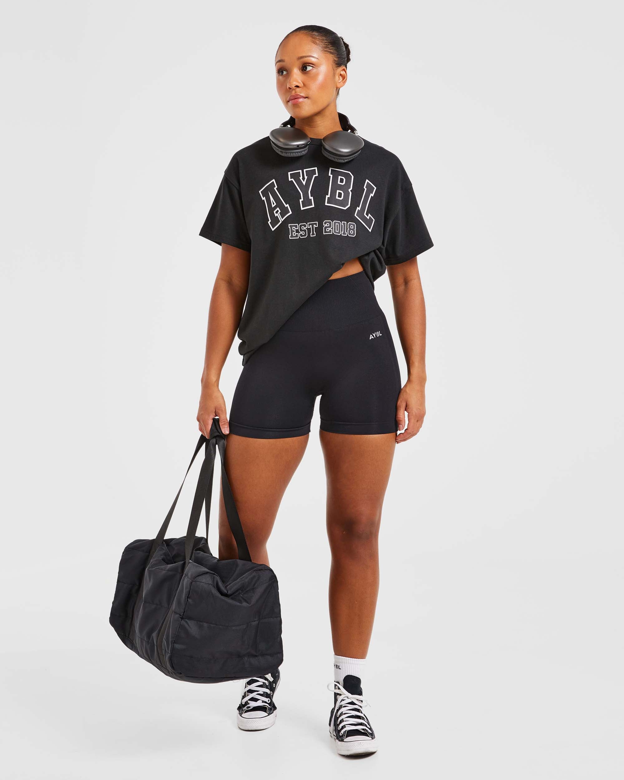 Varsity Oversized T Shirt - Noir