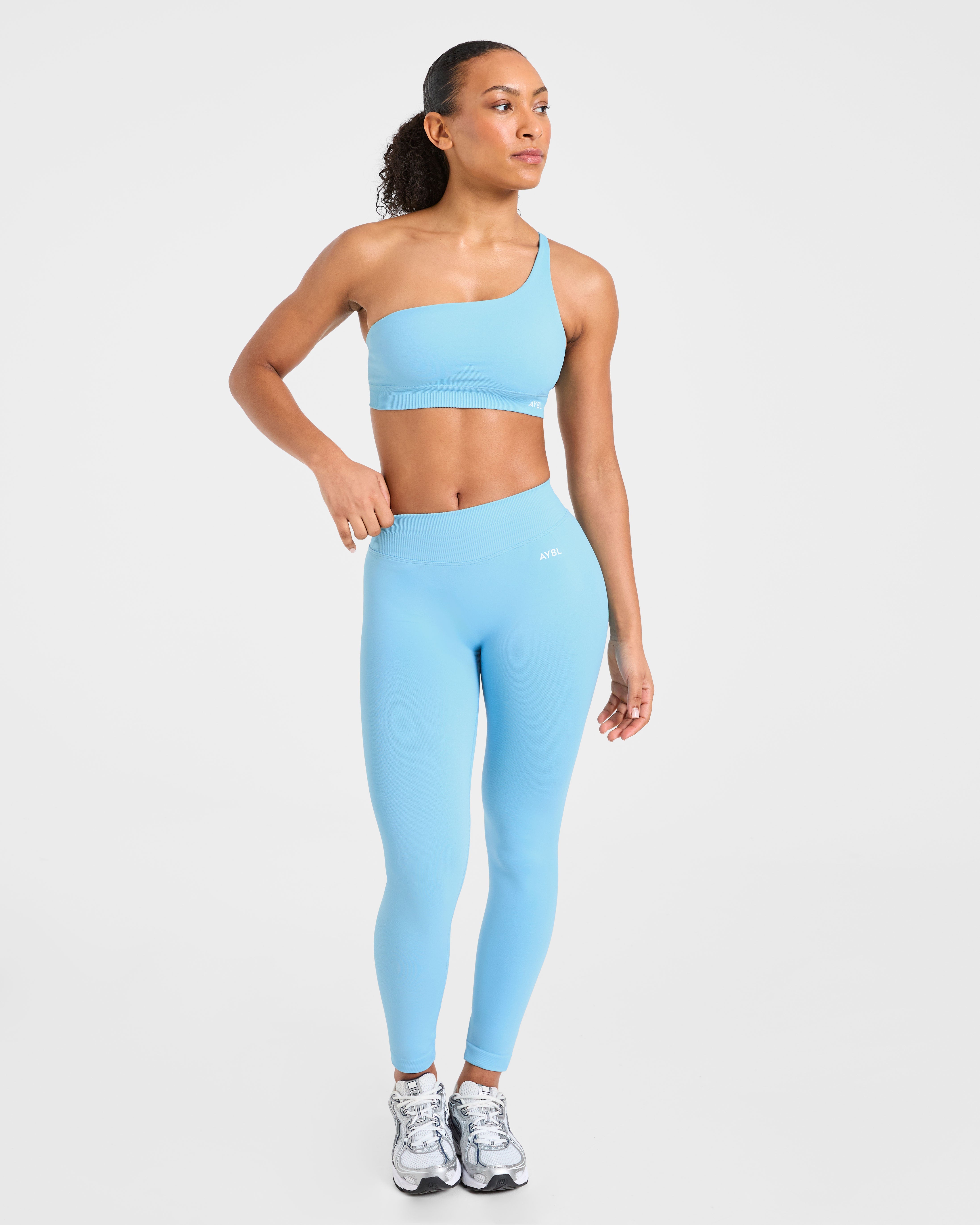 Enhance Seamless One Shoulder Sports Bra - Powder Bleu
