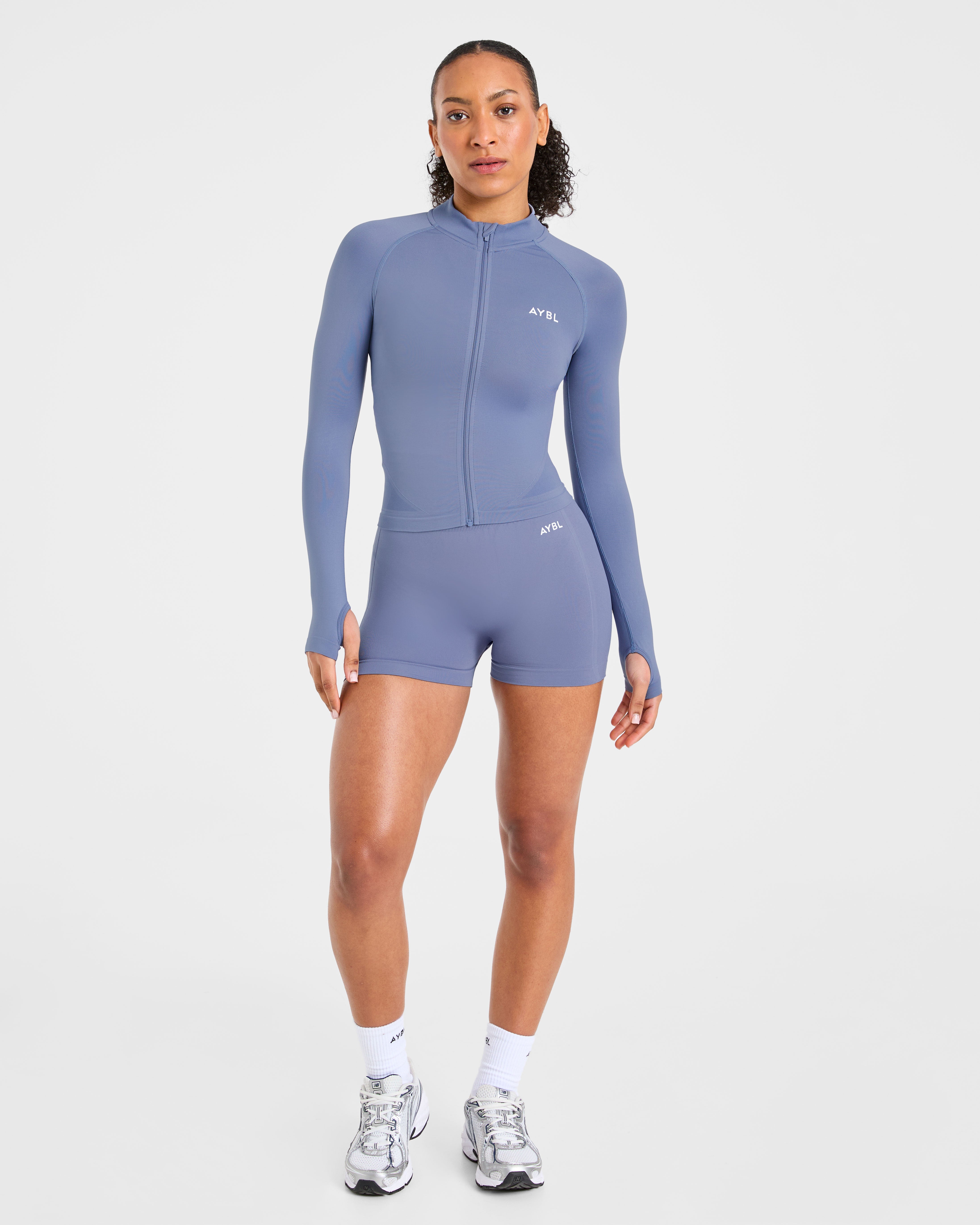 Empower Seamless Full Zip Jacket - Slate Bleu