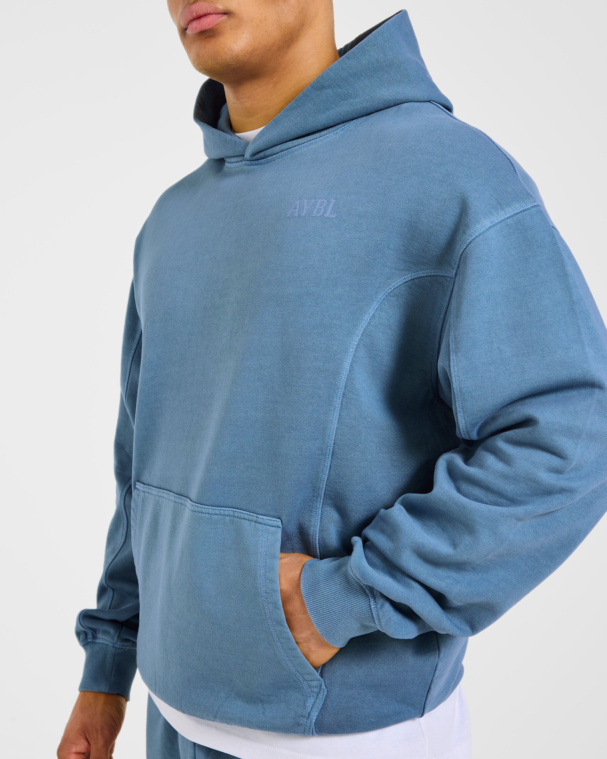Lift Club Distressed Hoodie - Washed Indigo