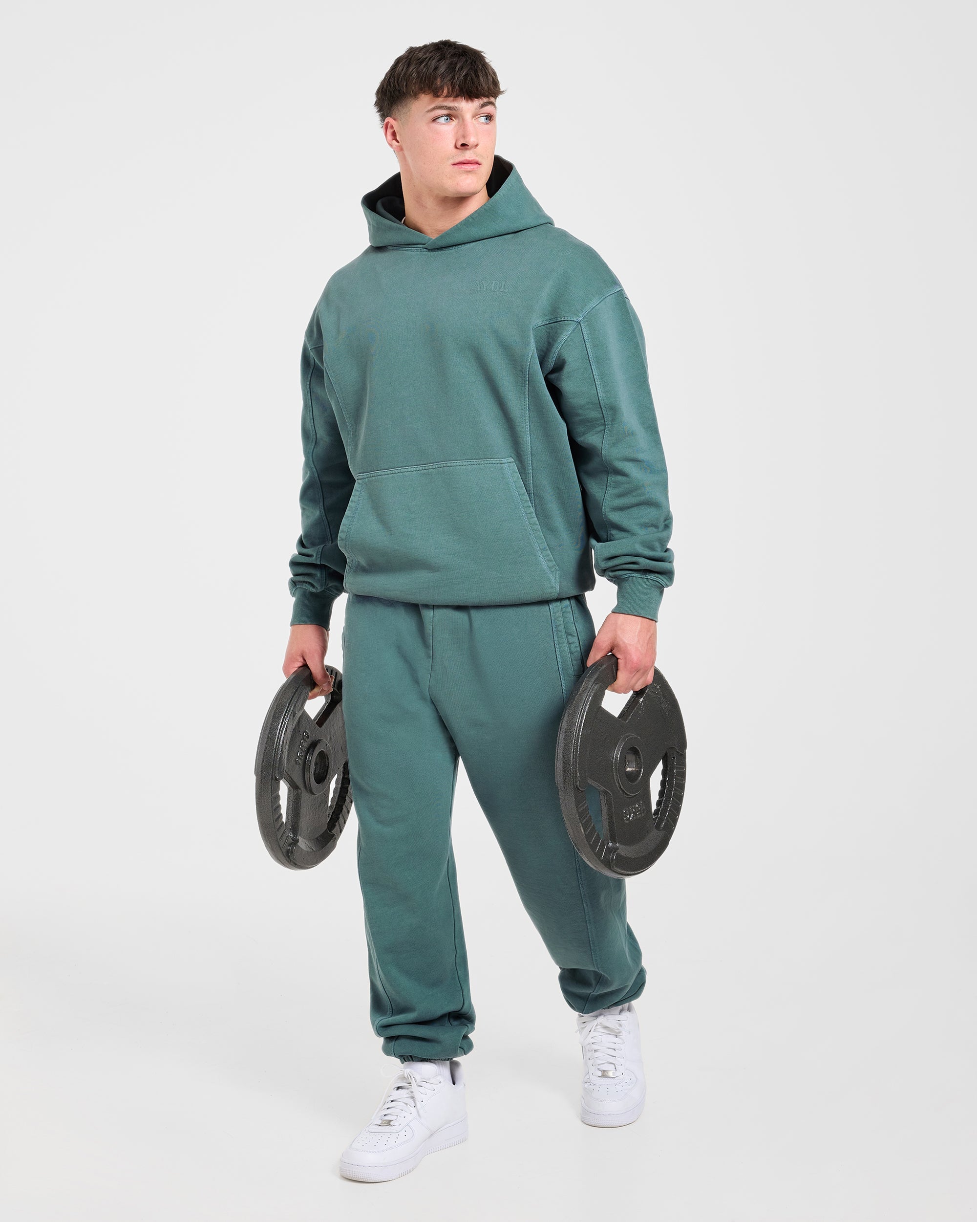 Lift Club Distressed Hoodie - Washed Teal