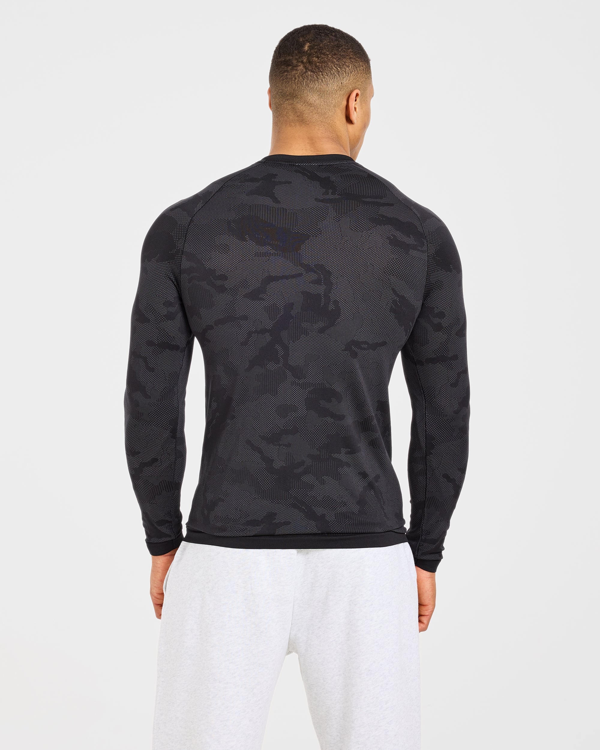 Camo Seamless Long Sleeve T Shirt - Noir