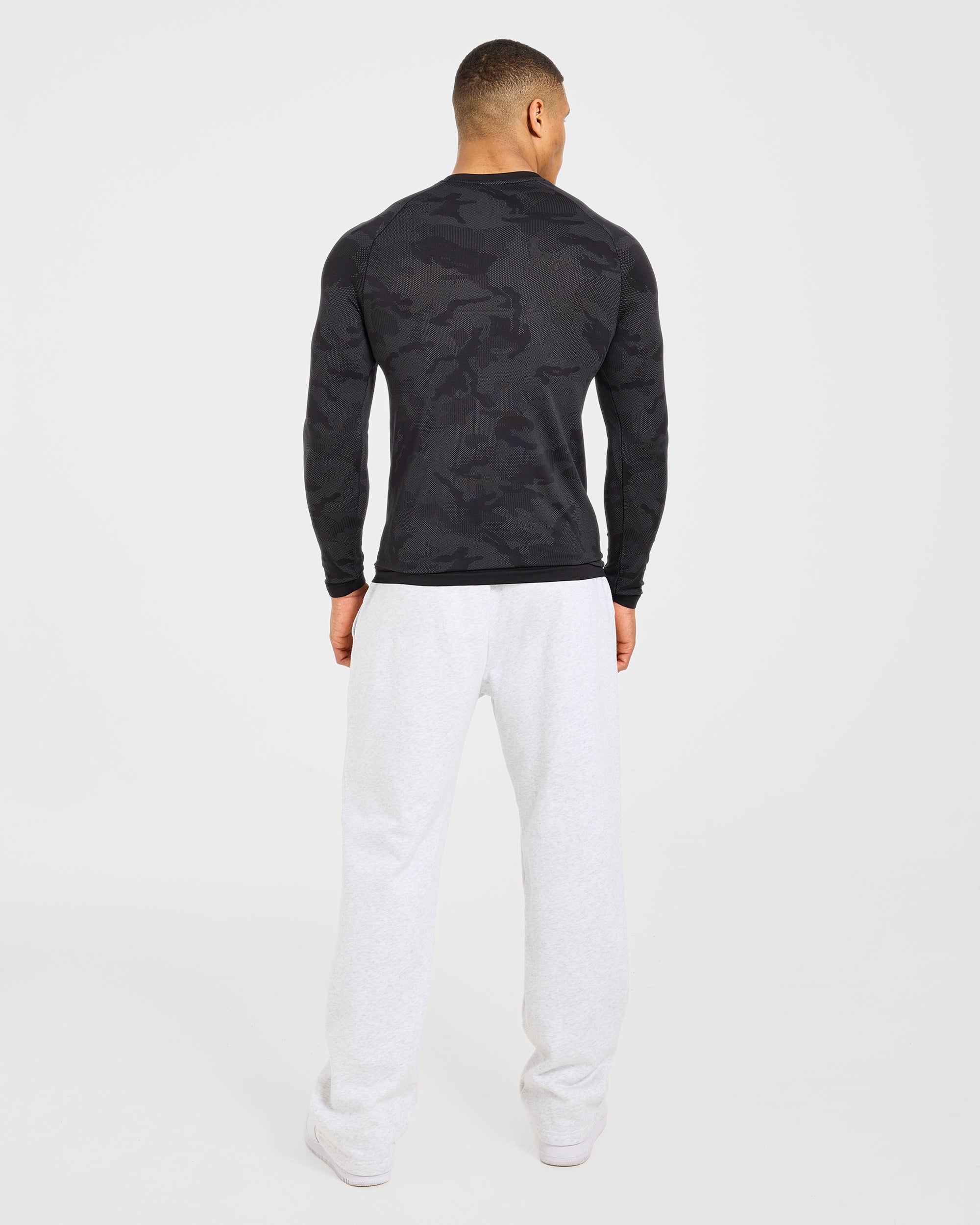 Camo Seamless Long Sleeve T Shirt - Noir
