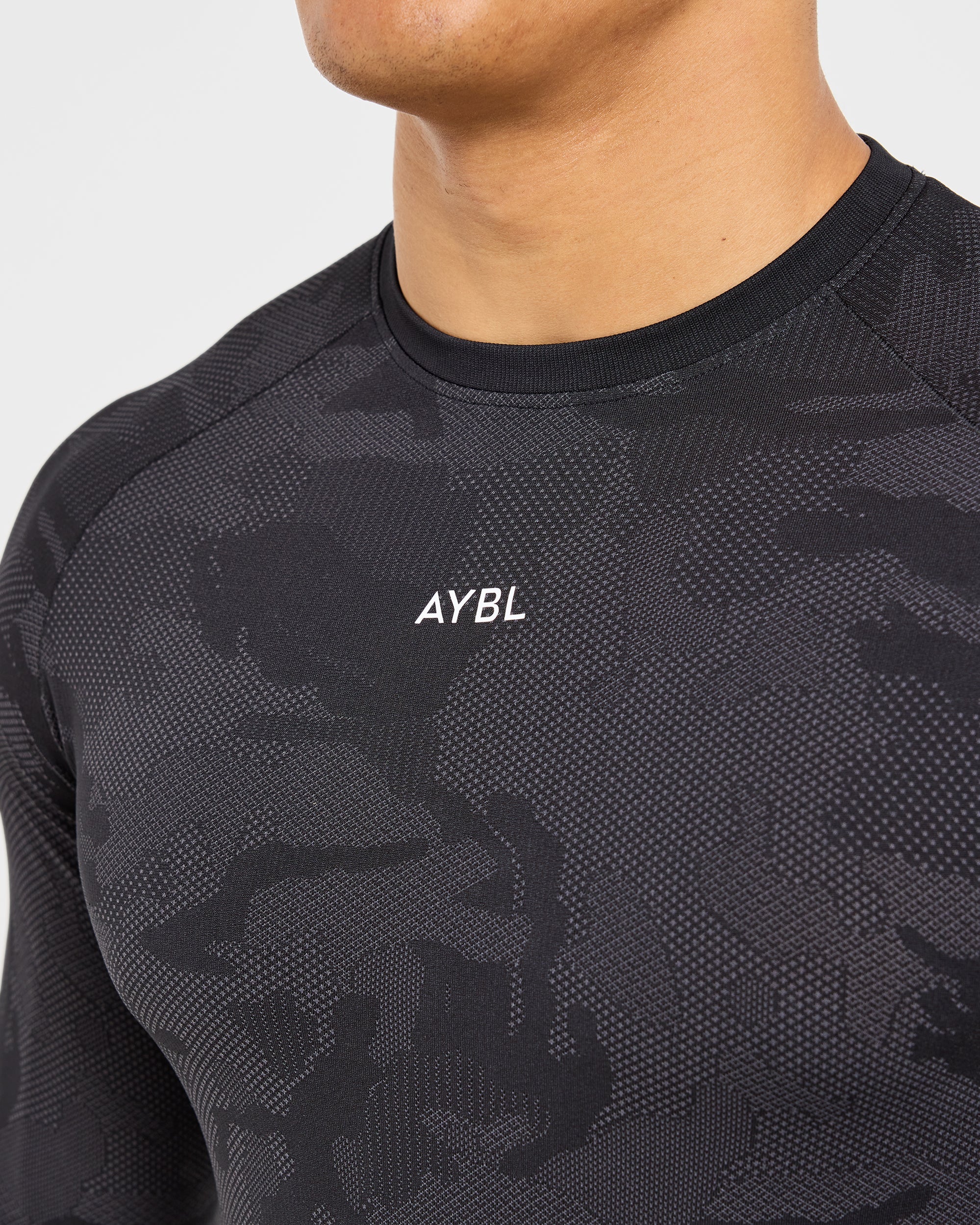 Camo Seamless Long Sleeve T Shirt - Noir