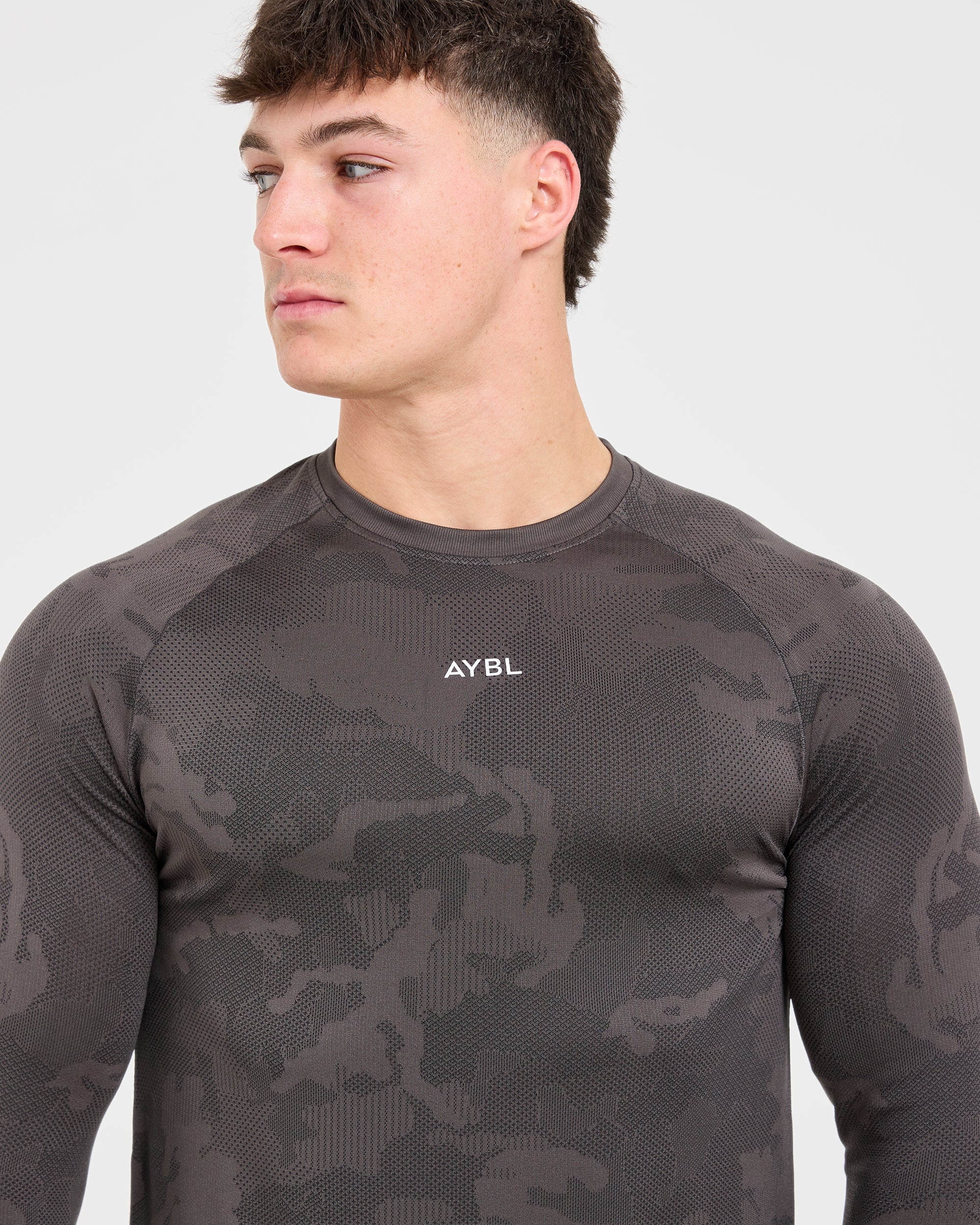Camo Seamless Long Sleeve T Shirt - Charcoal