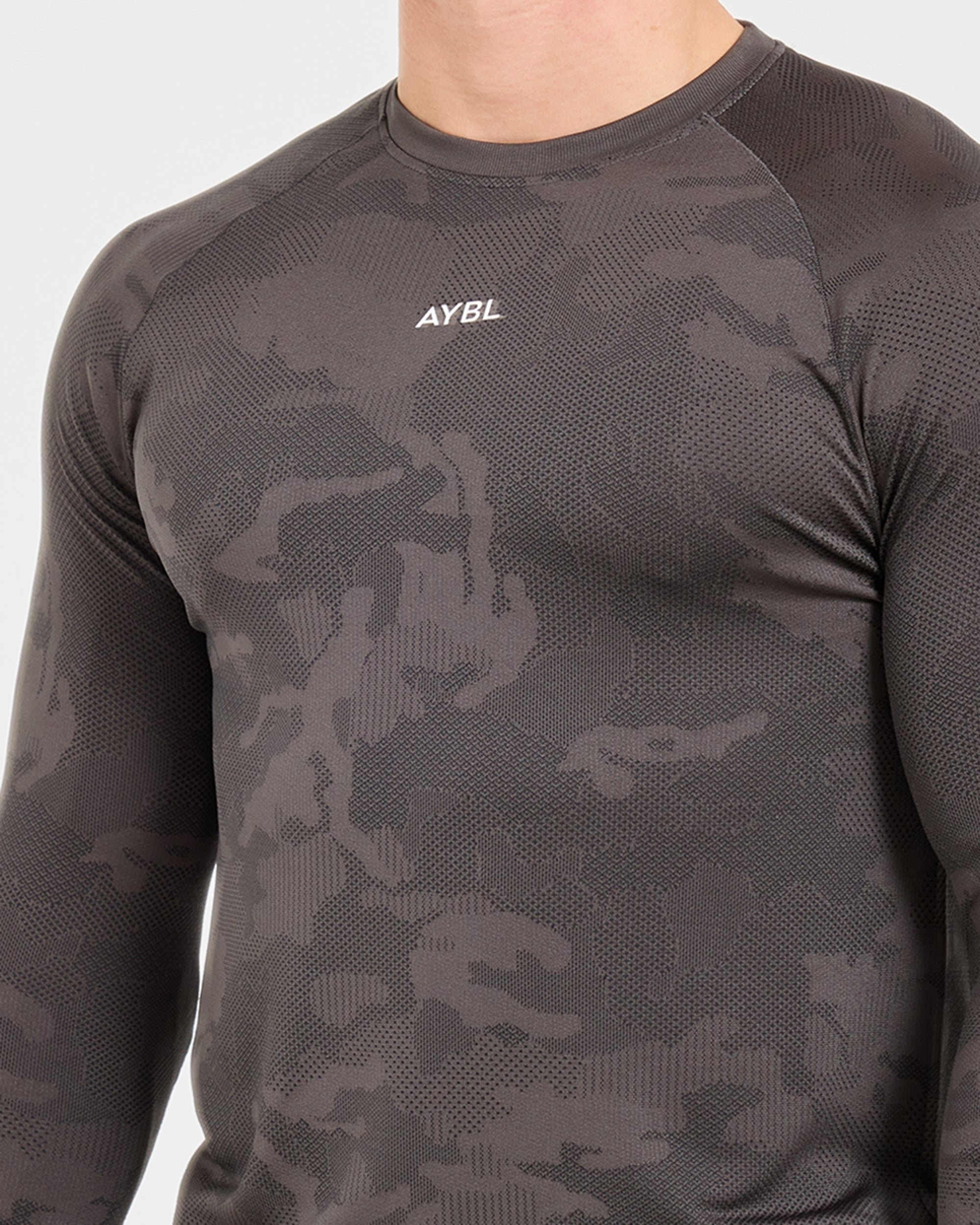 Camo Seamless Long Sleeve T Shirt - Charcoal