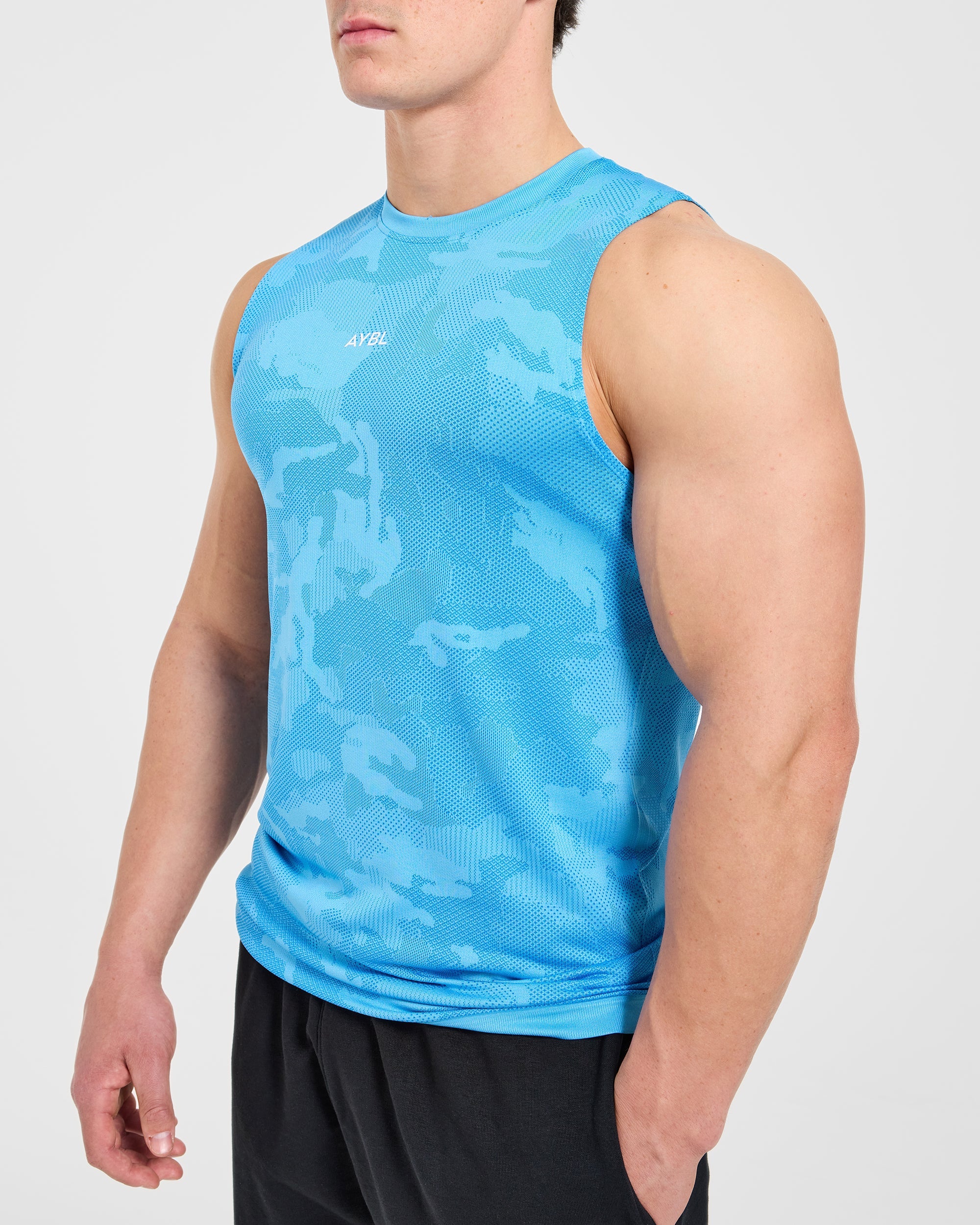 Camo Seamless Tank - Bright Aqua