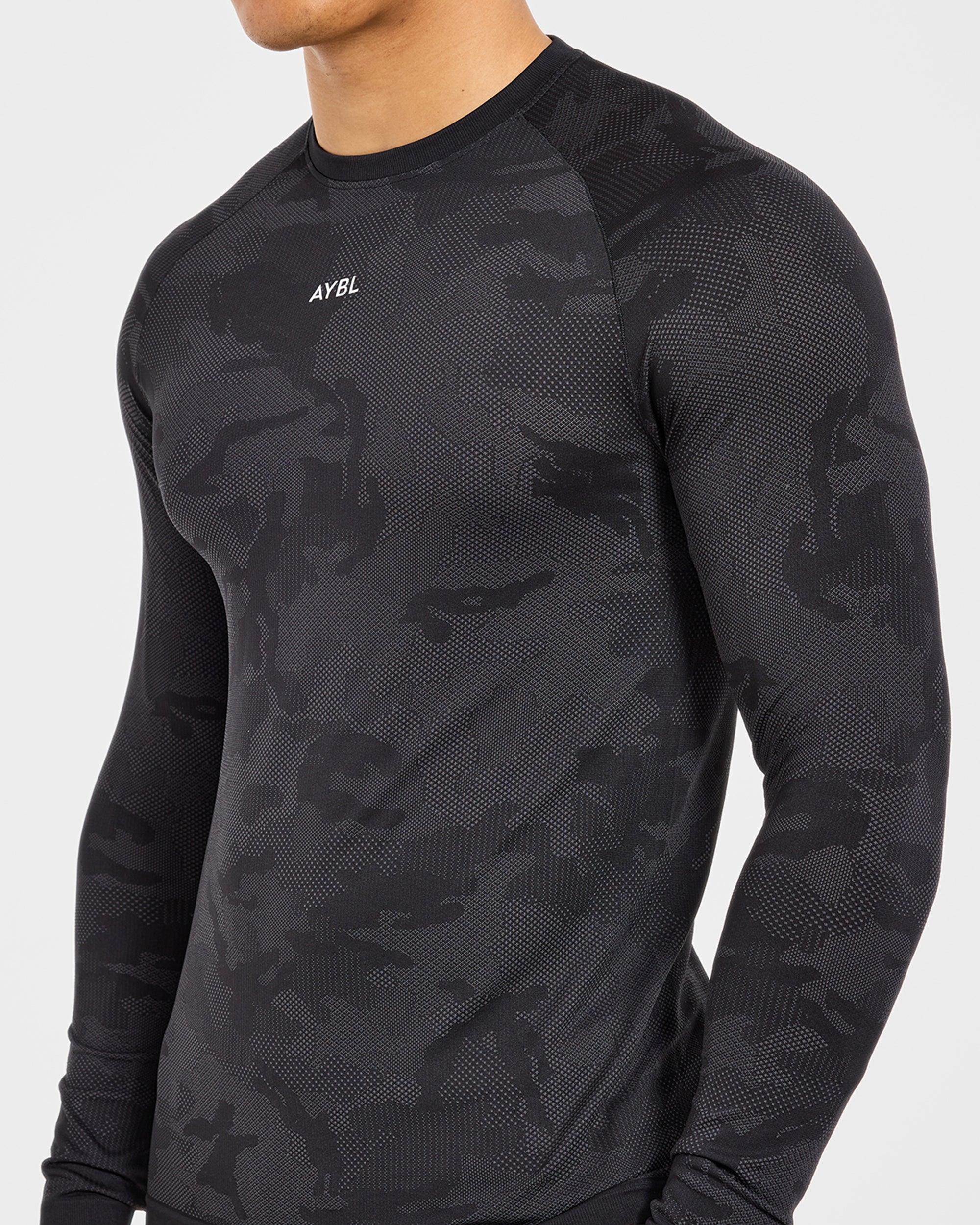 Camo Seamless Long Sleeve T Shirt - Noir