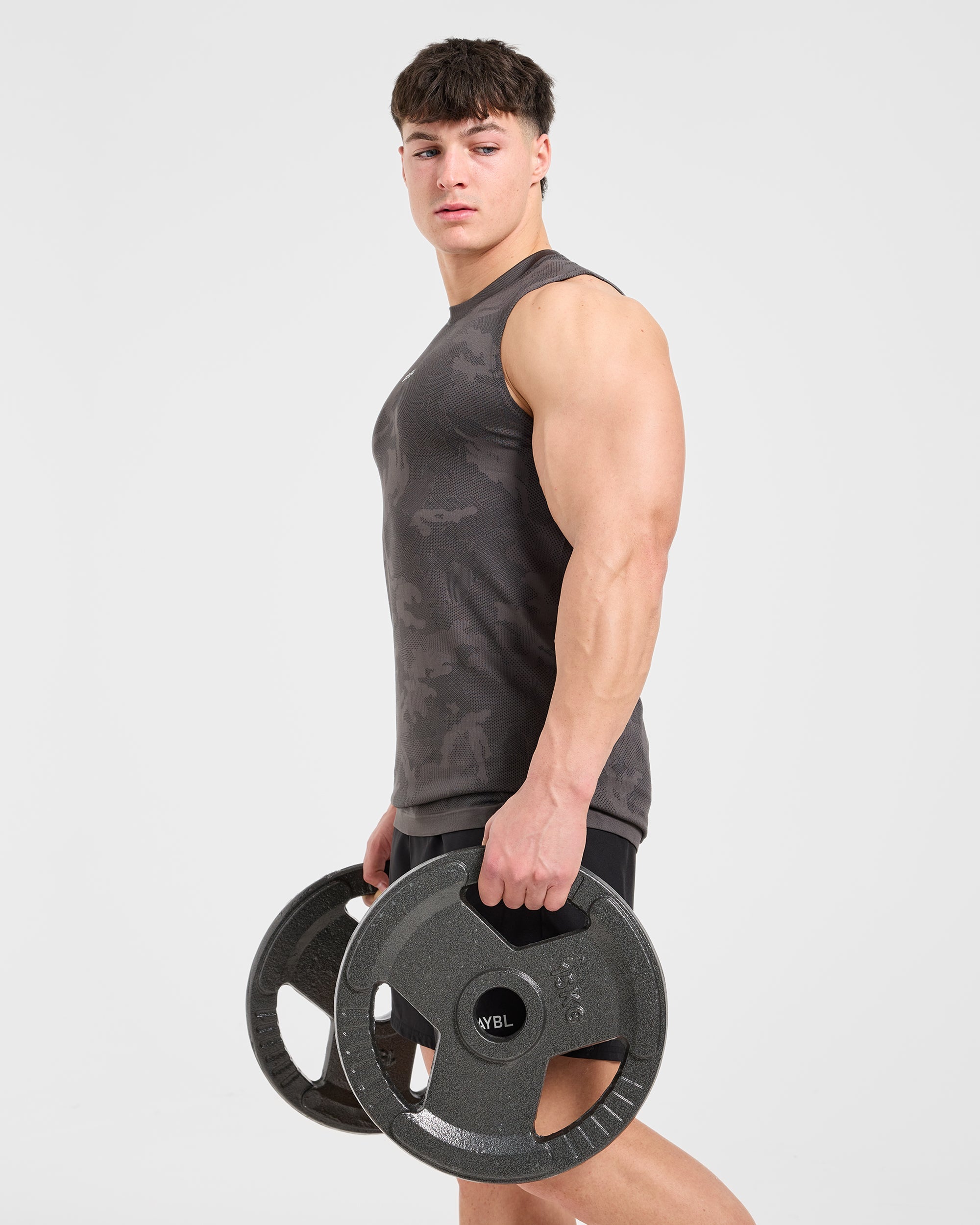Camo Seamless Tank - Charcoal