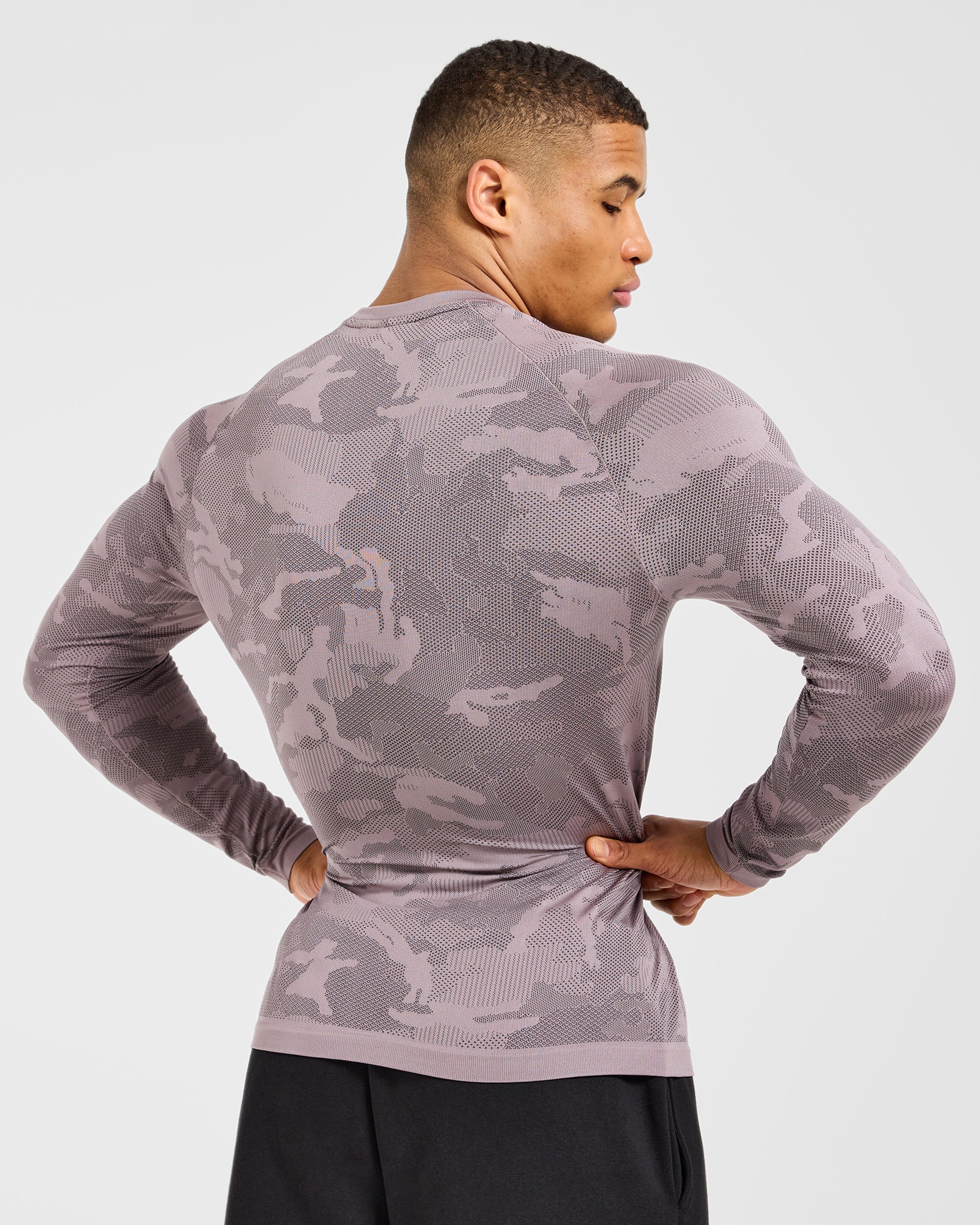 Camo Seamless Long Sleeve T Shirt - Woodland Taupe
