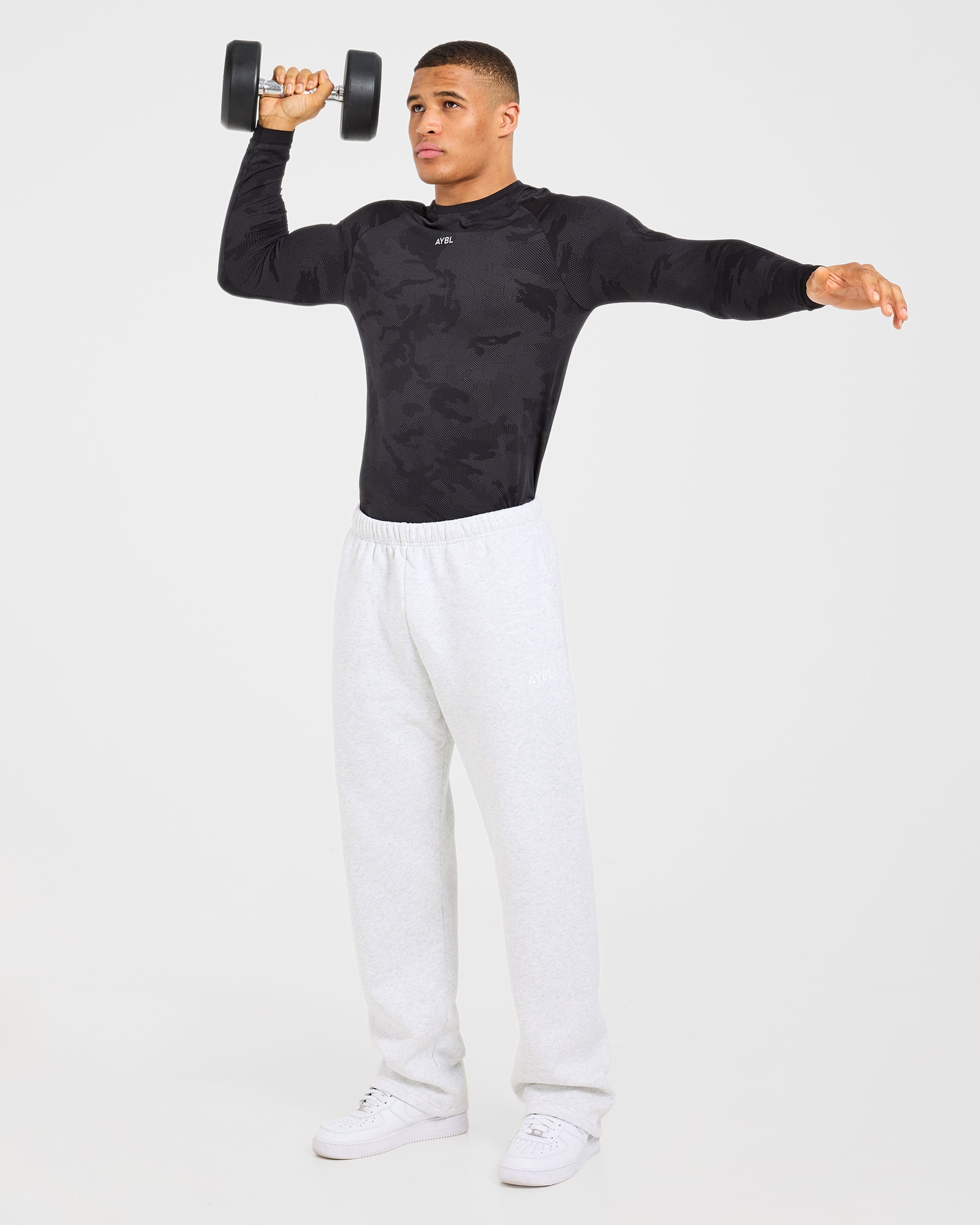 Camo Seamless Long Sleeve T Shirt - Noir