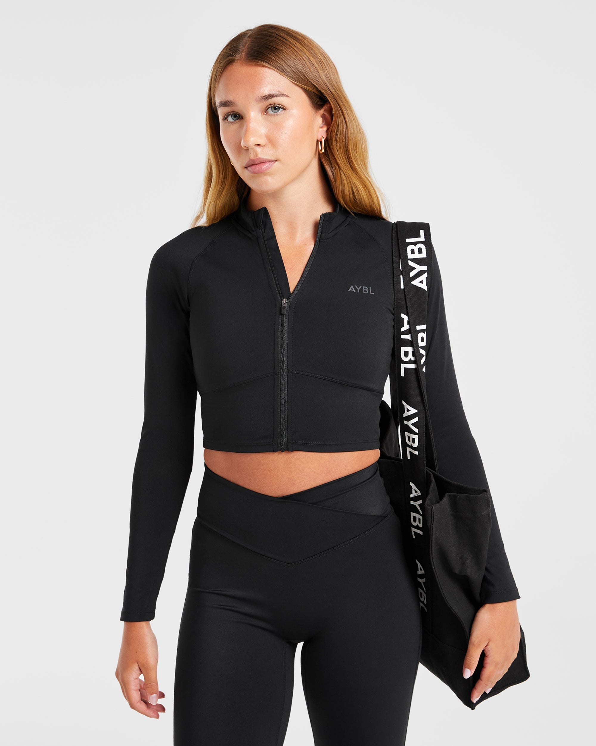 Sculpt Wrap Zip Up Jacket - Noir