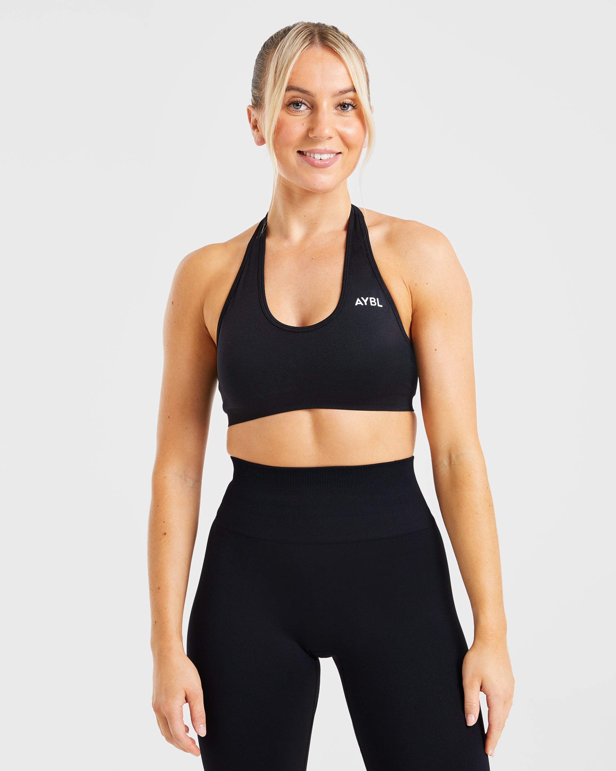 Essential Seamless Halterneck Sports Bra - Noir