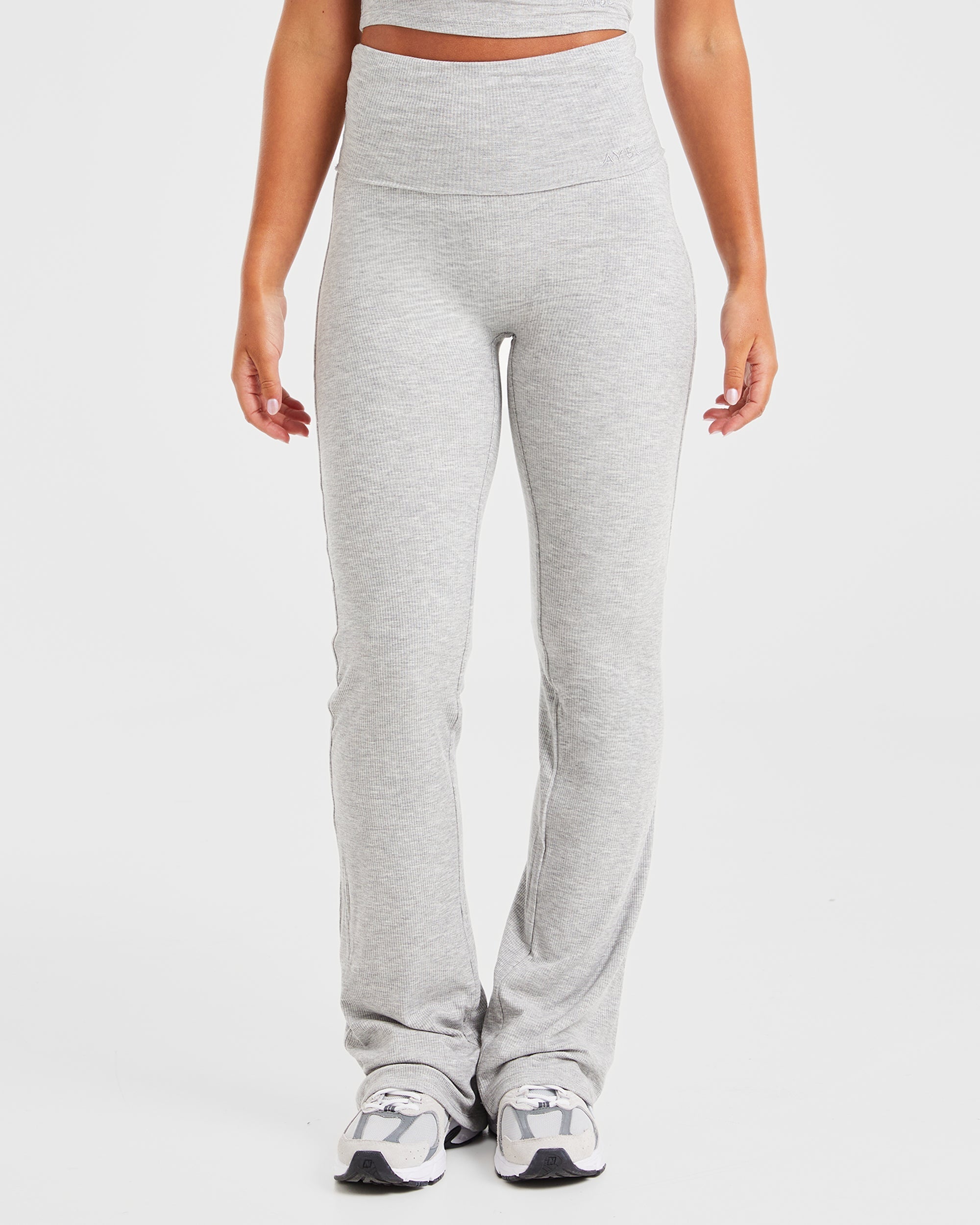 Lounge Ribbed Foldover Flared Leggings - Gris Marl