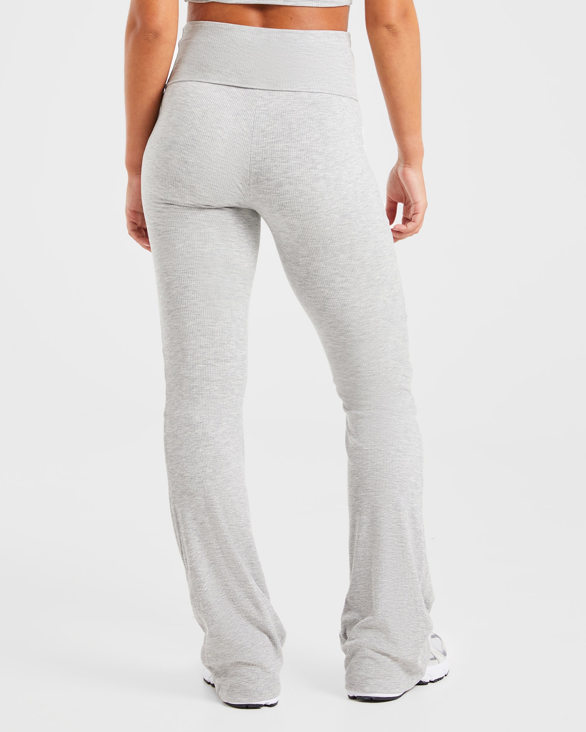 Lounge Ribbed Foldover Flared Leggings - Gris Marl