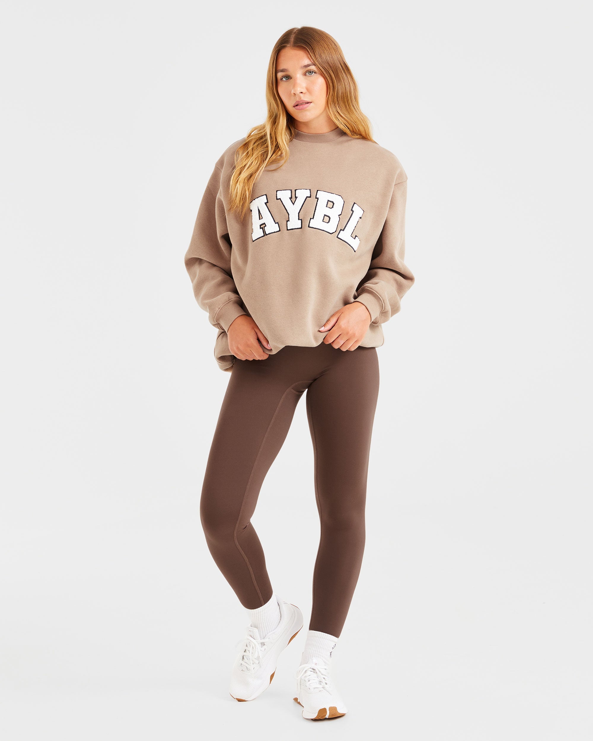 Varsity Oversized Sweatshirt - Latte Brun