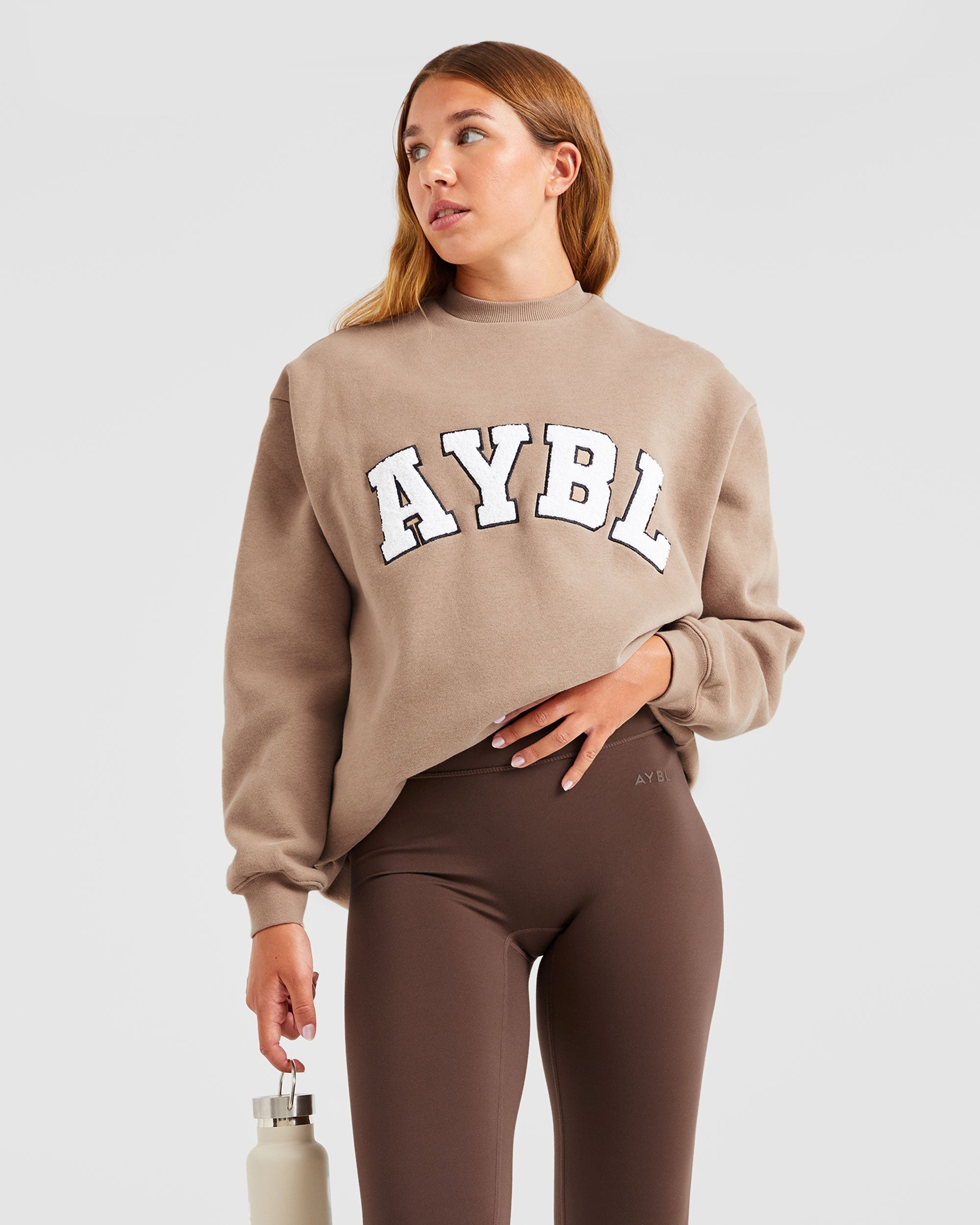 Varsity Oversized Sweatshirt - Latte Brun