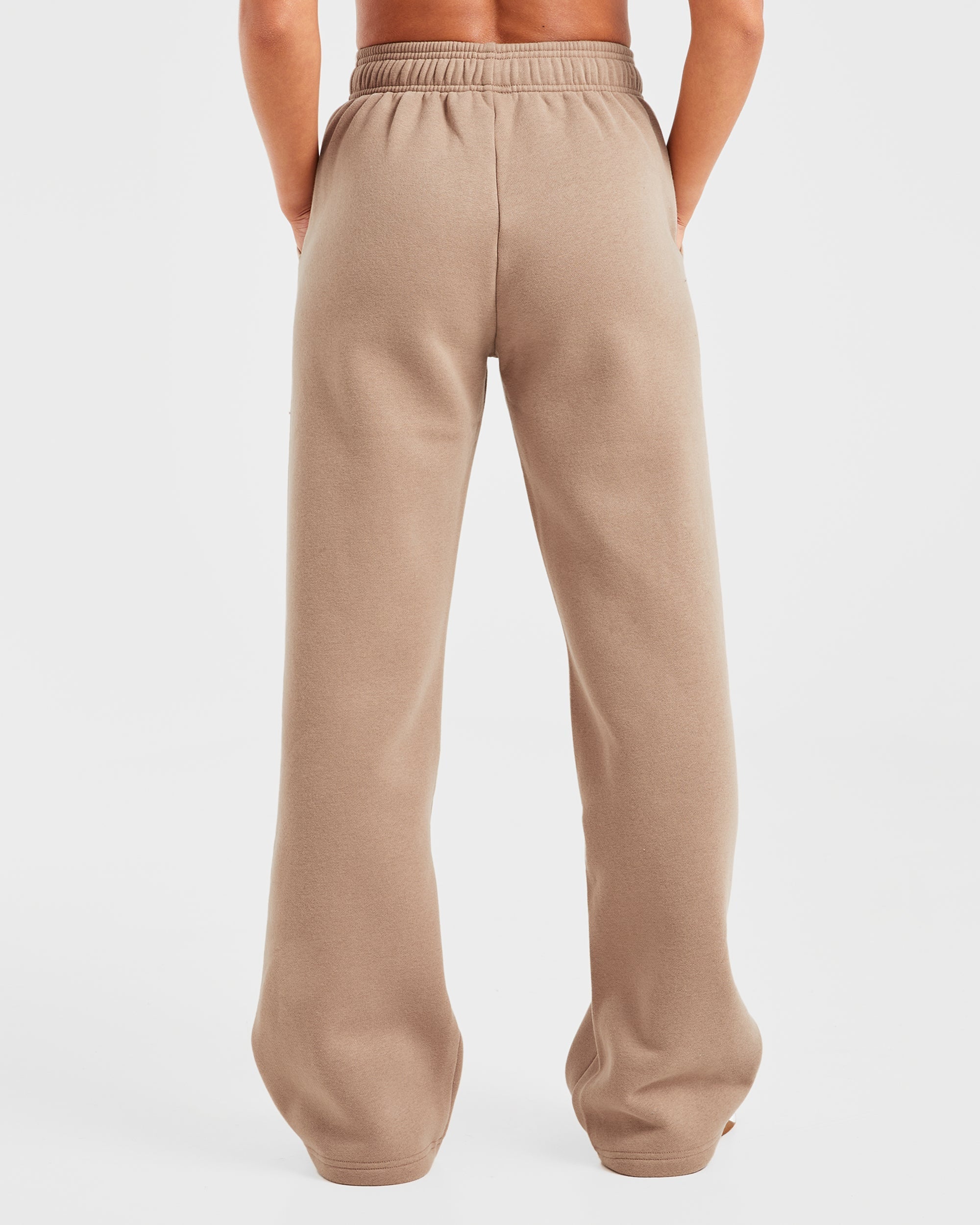 Varsity Oversized Straight Leg Joggers - Latte Brun