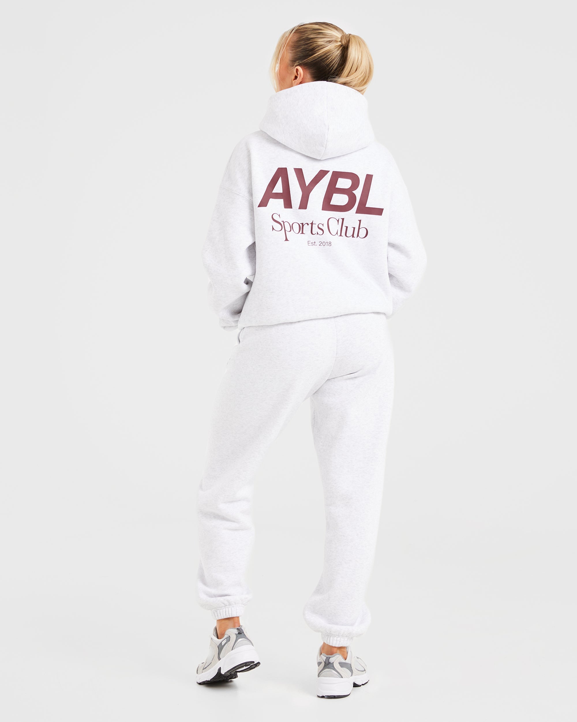 AYBL Sports Club Oversized Hoodie - Gris Marl/Burgundy