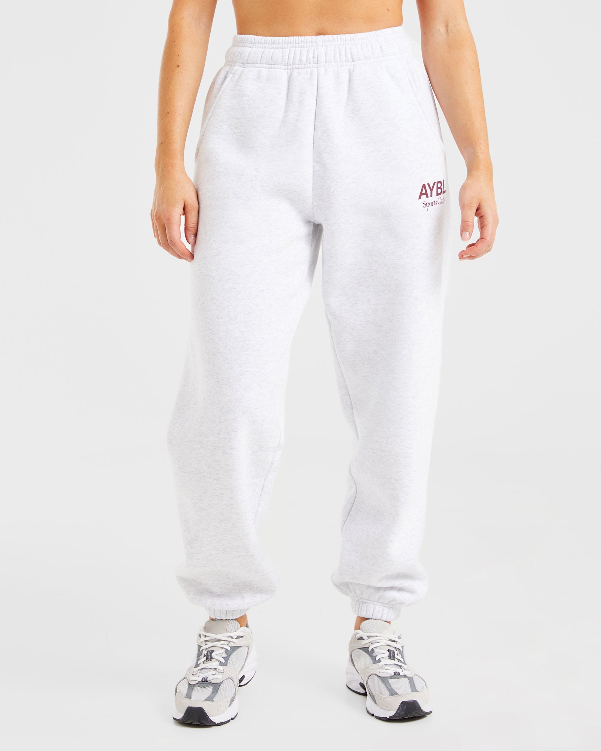 AYBL Sports Club Oversized Joggers - Gris Marl/Burgundy