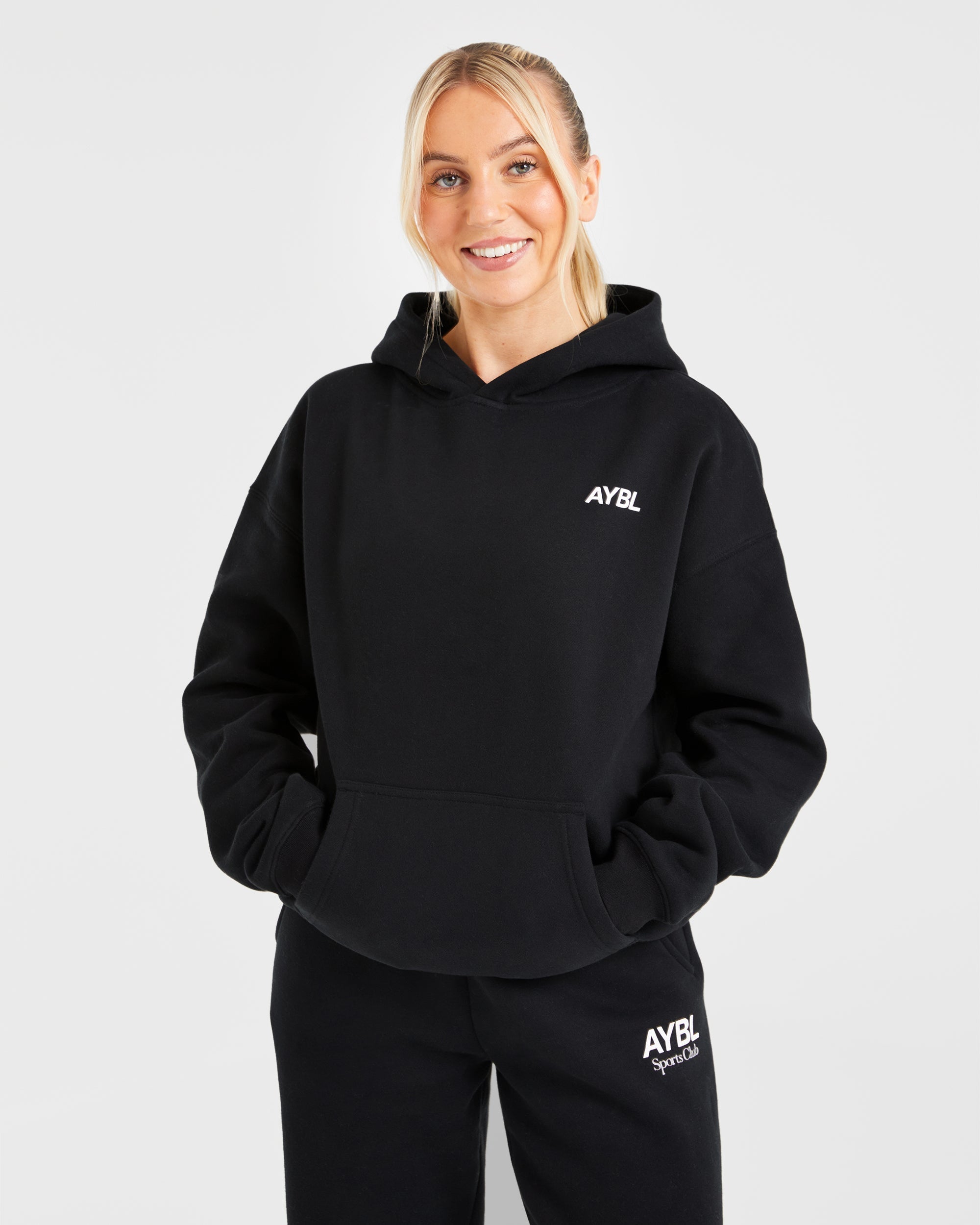 AYBL Sports Club Oversized Hoodie - Noir/Blanc