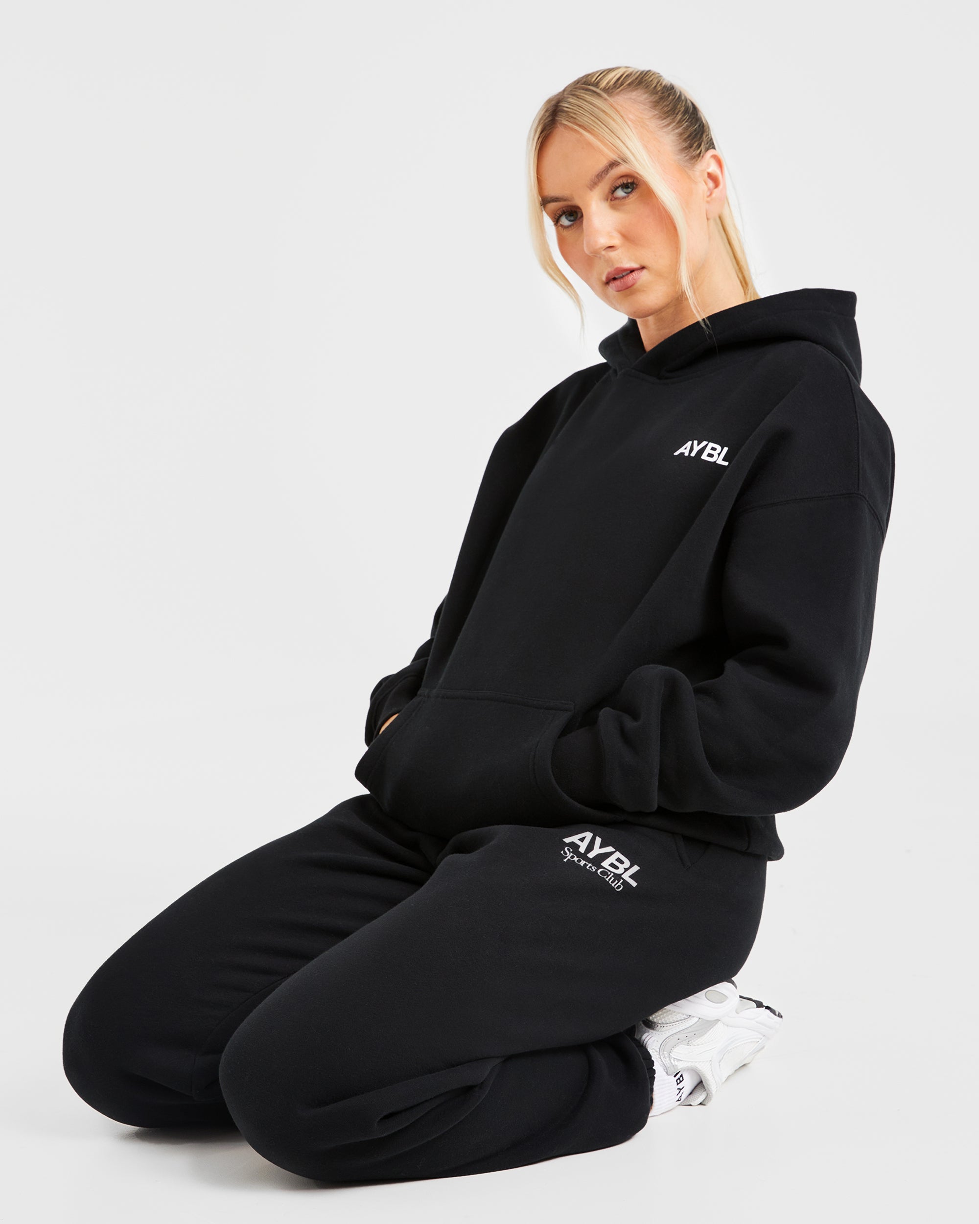 AYBL Sports Club Oversized Hoodie - Noir/Blanc