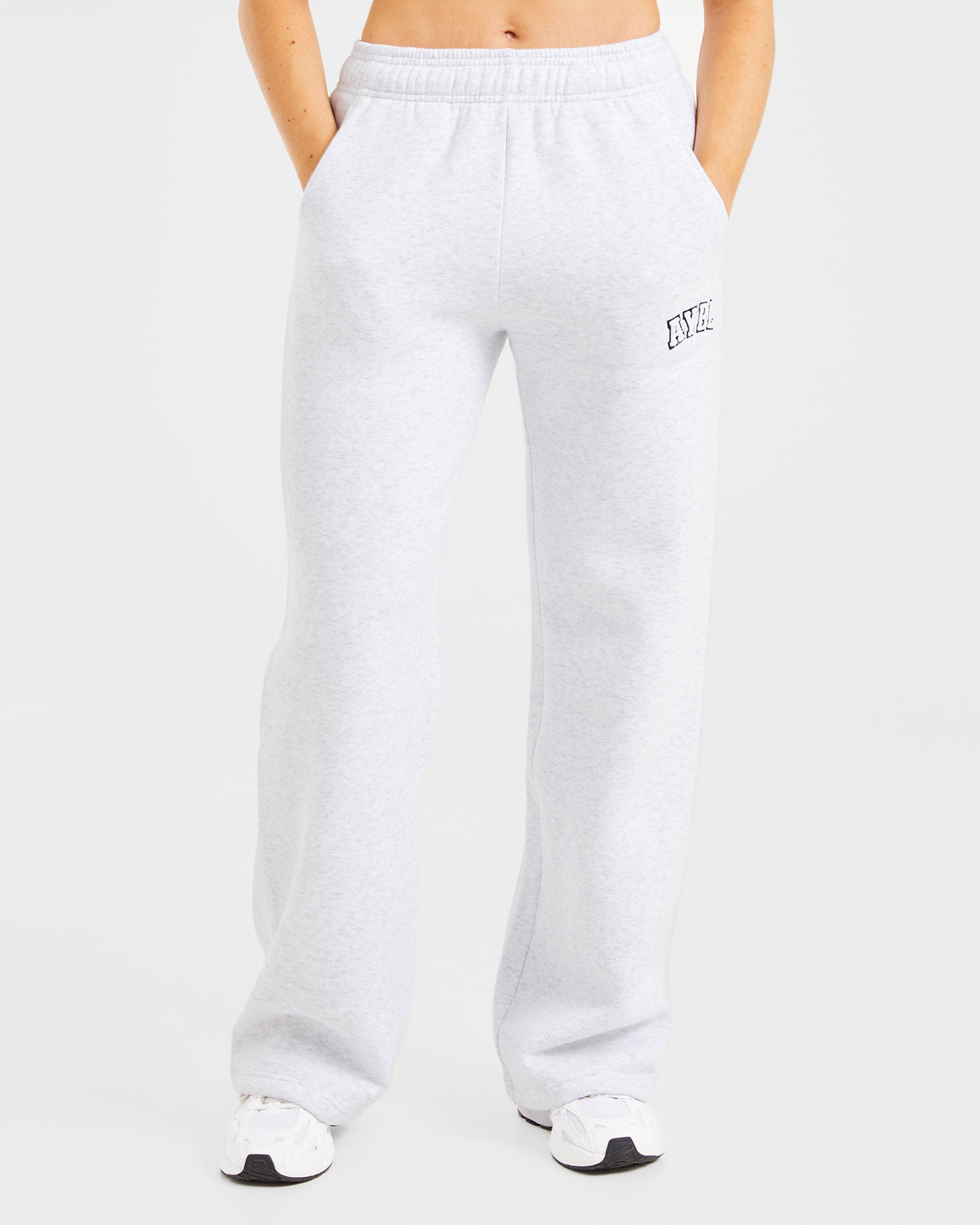 Varsity Oversized Straight Leg Joggers - Heather Gris