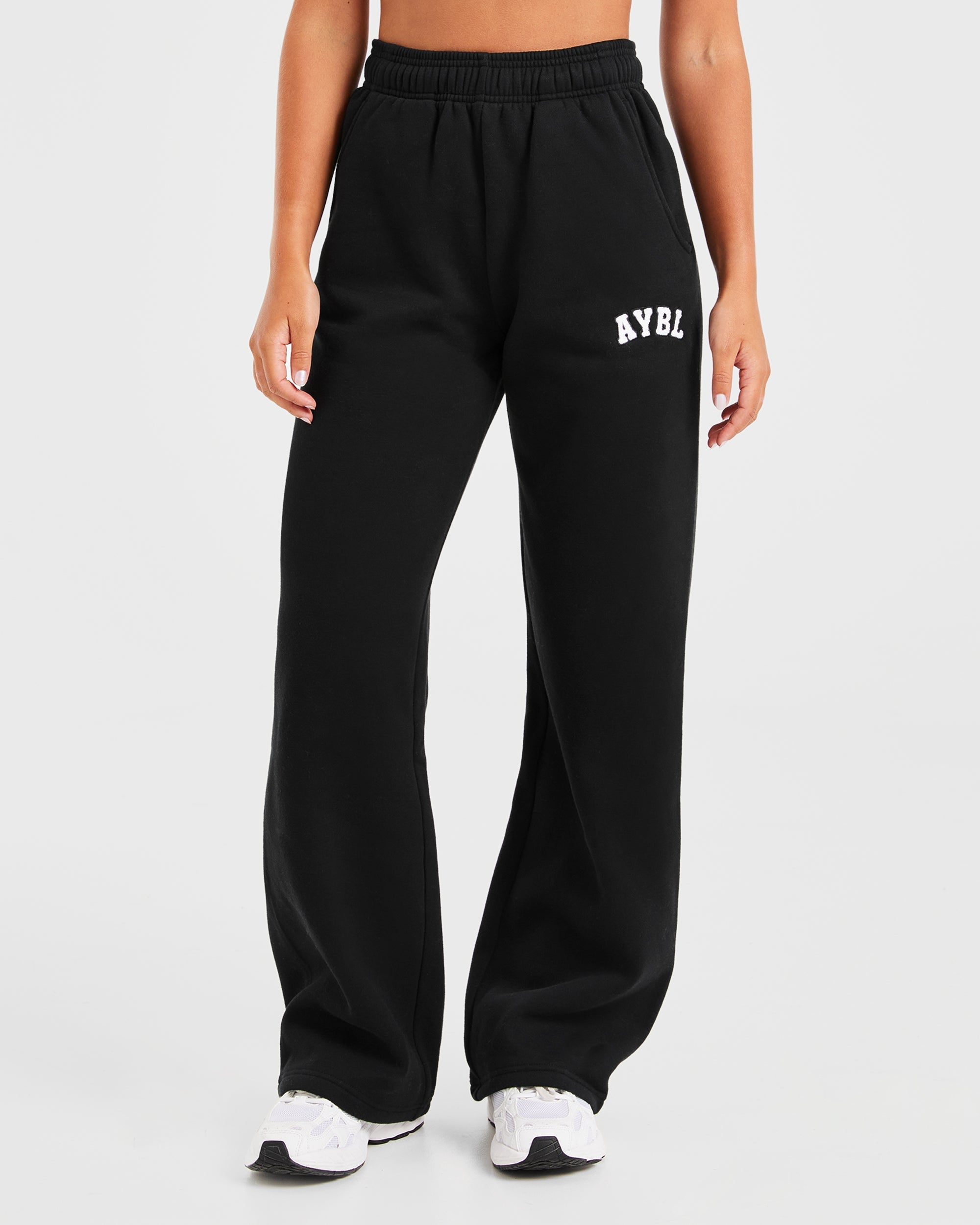 Varsity Oversized Straight Leg Joggers - Noir