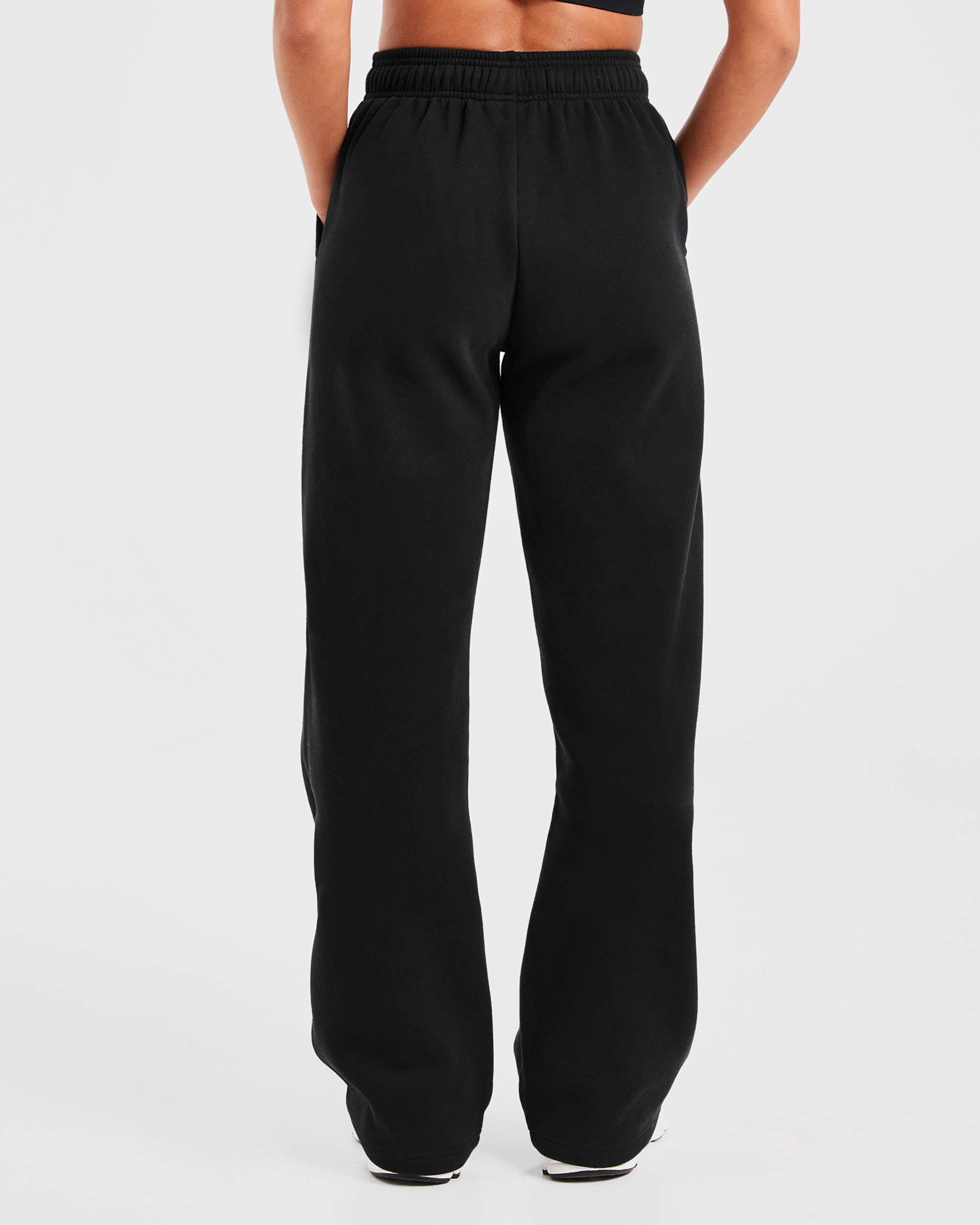 Varsity Oversized Straight Leg Joggers - Noir