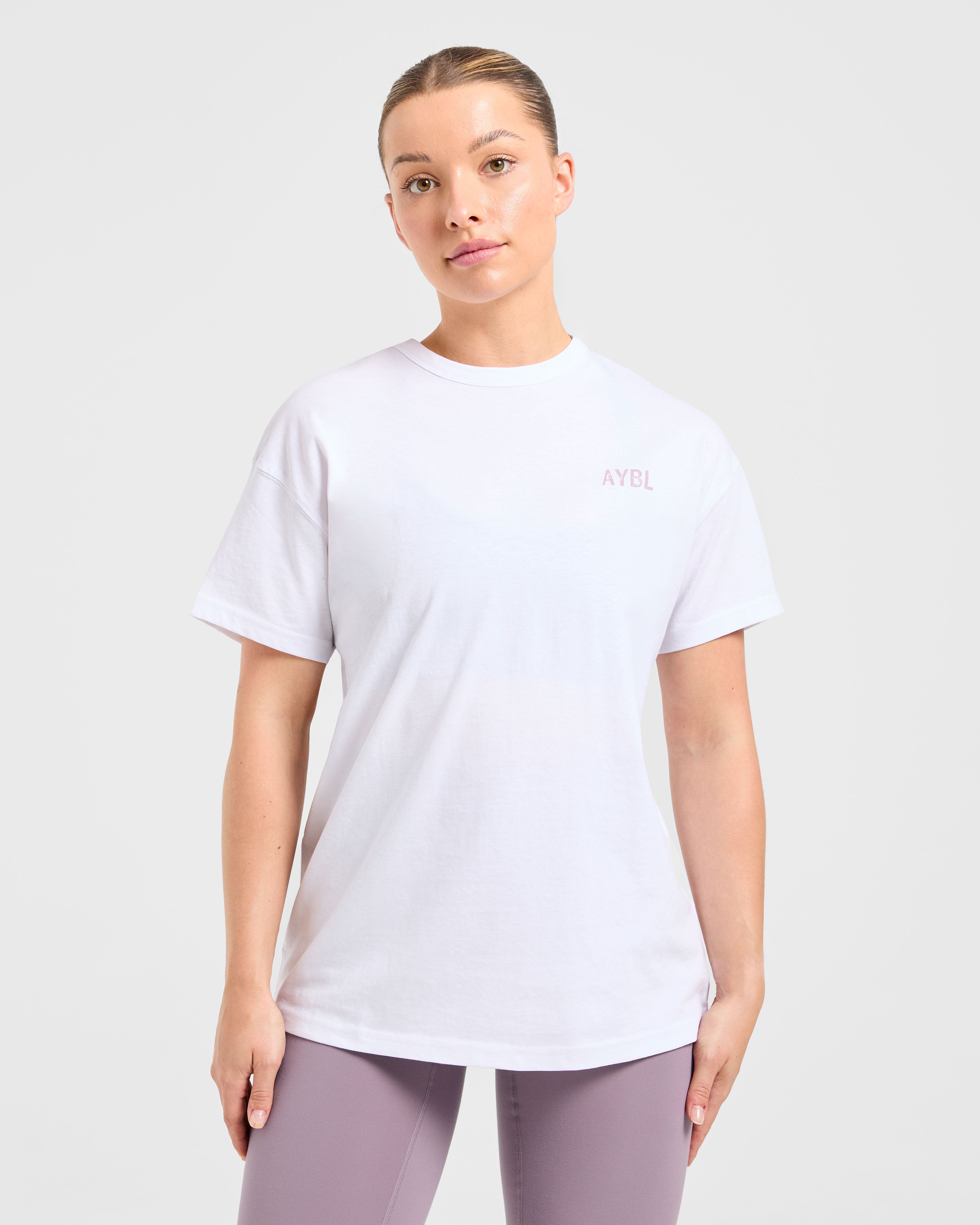 Strong Women Graphic Oversized T Shirt - Blanc/Lilac