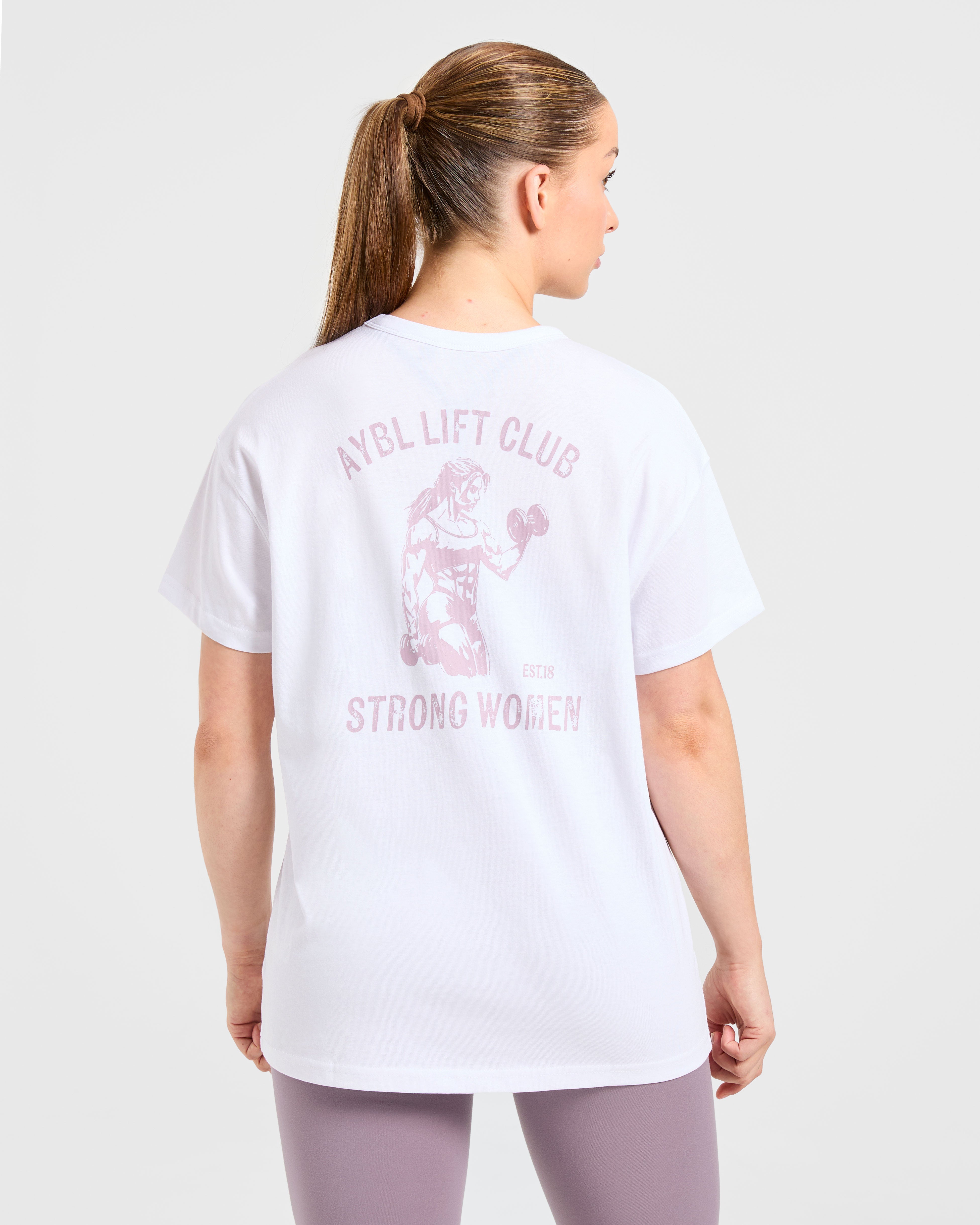 Strong Women Graphic Oversized T Shirt - Blanc/Lilac