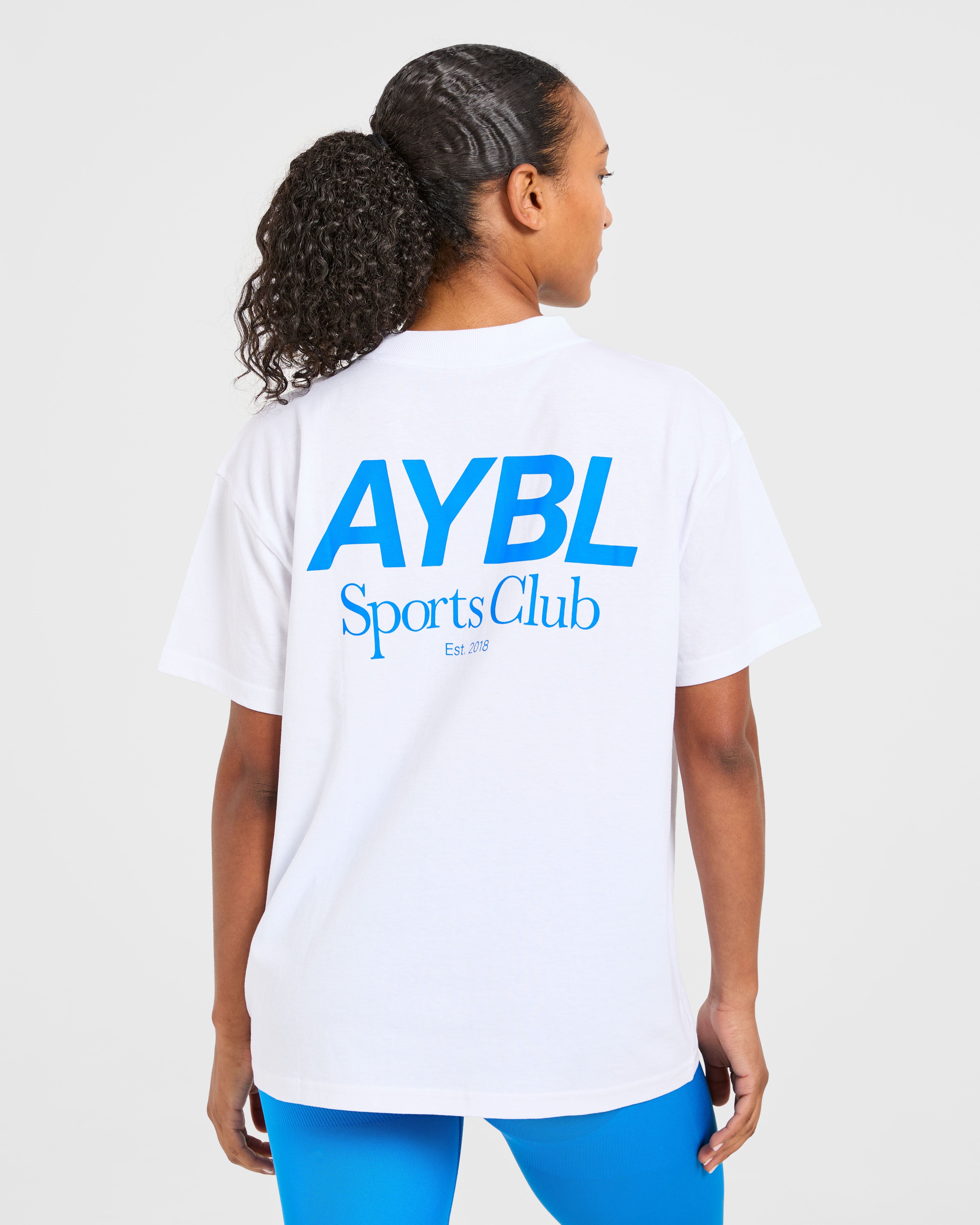 AYBL Sports Club Oversized T Shirt - Blanc/Cobalt