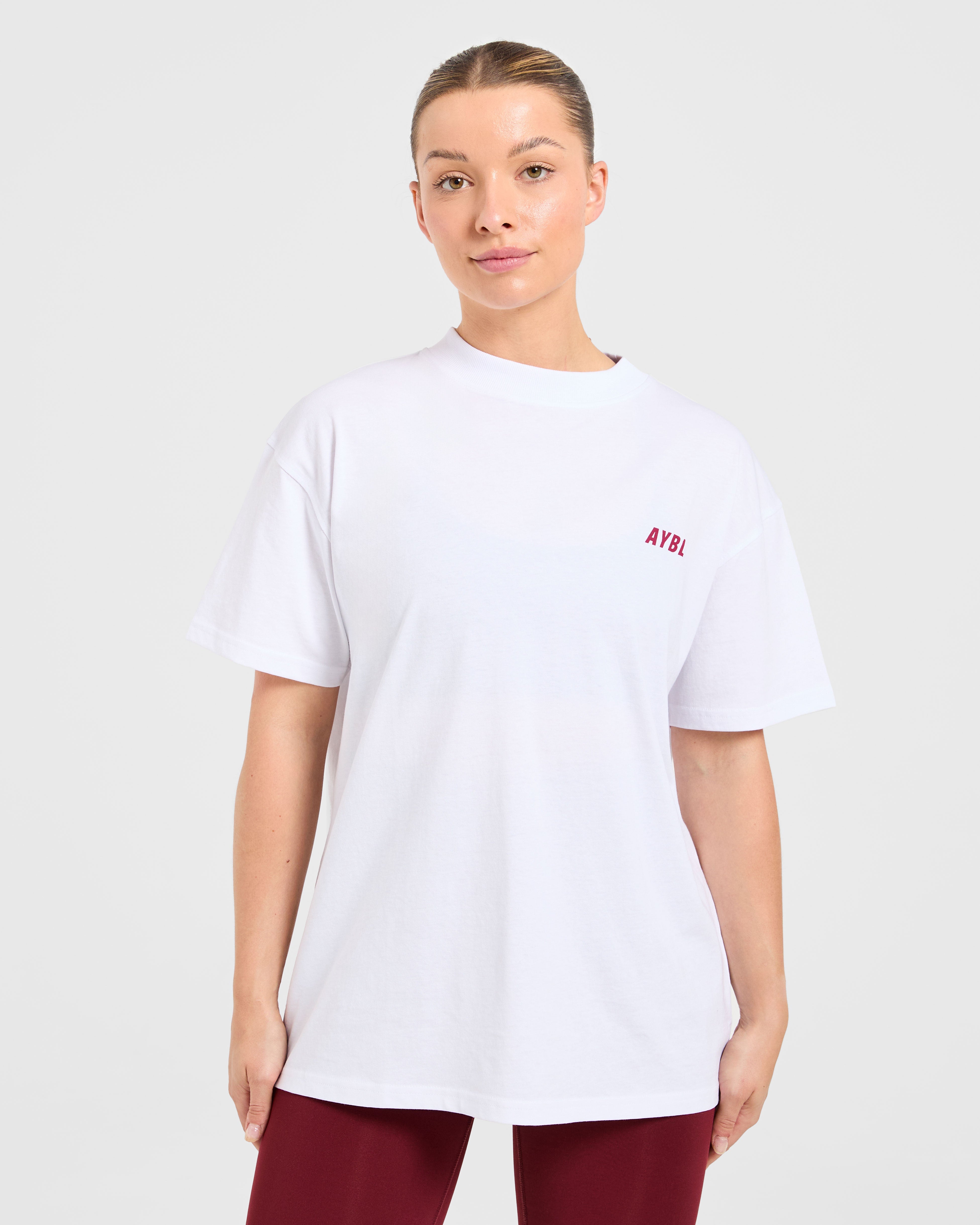 Cardio Club Oversized T Shirt - Blanc/Burgundy