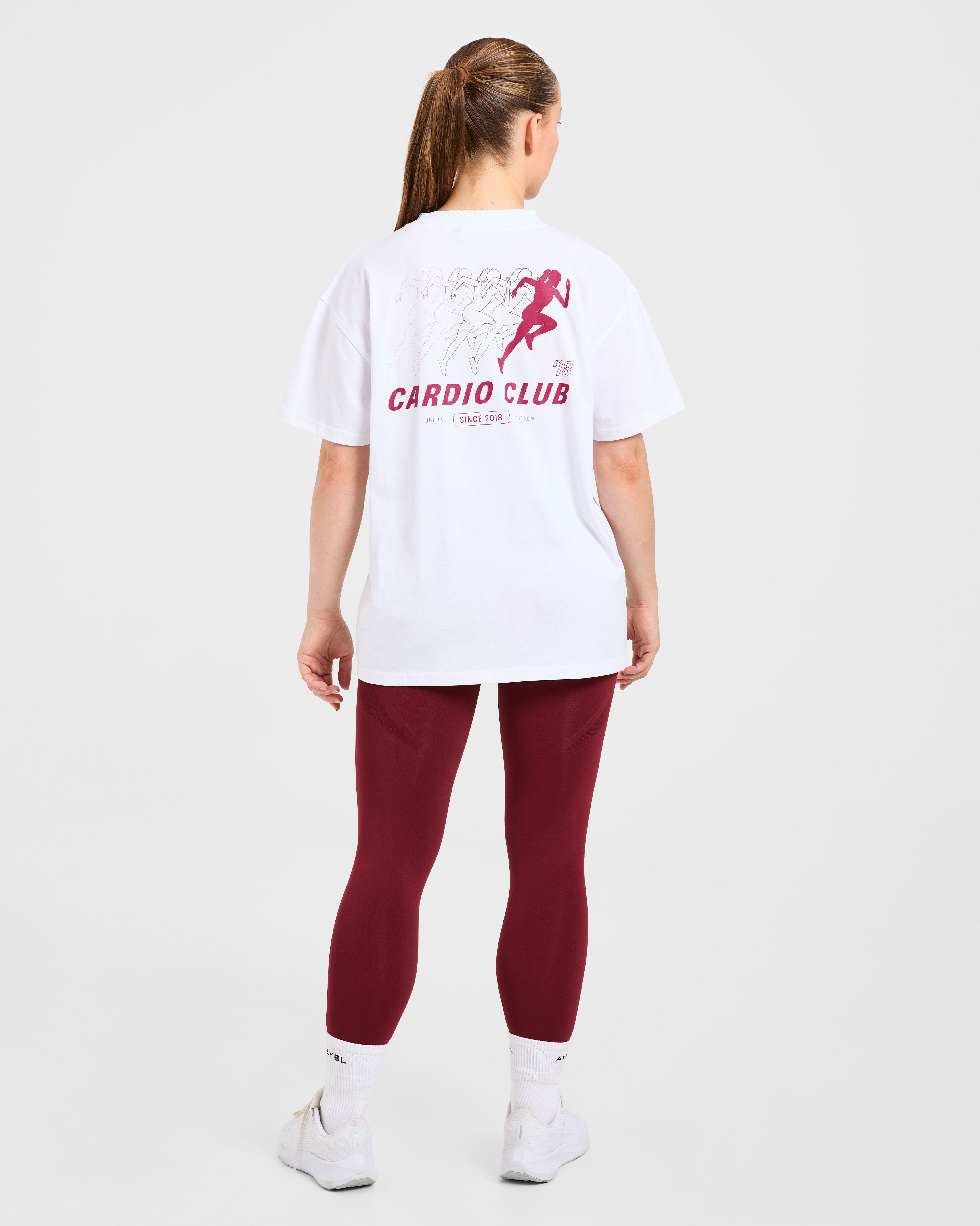 Cardio Club Oversized T Shirt - Blanc/Burgundy
