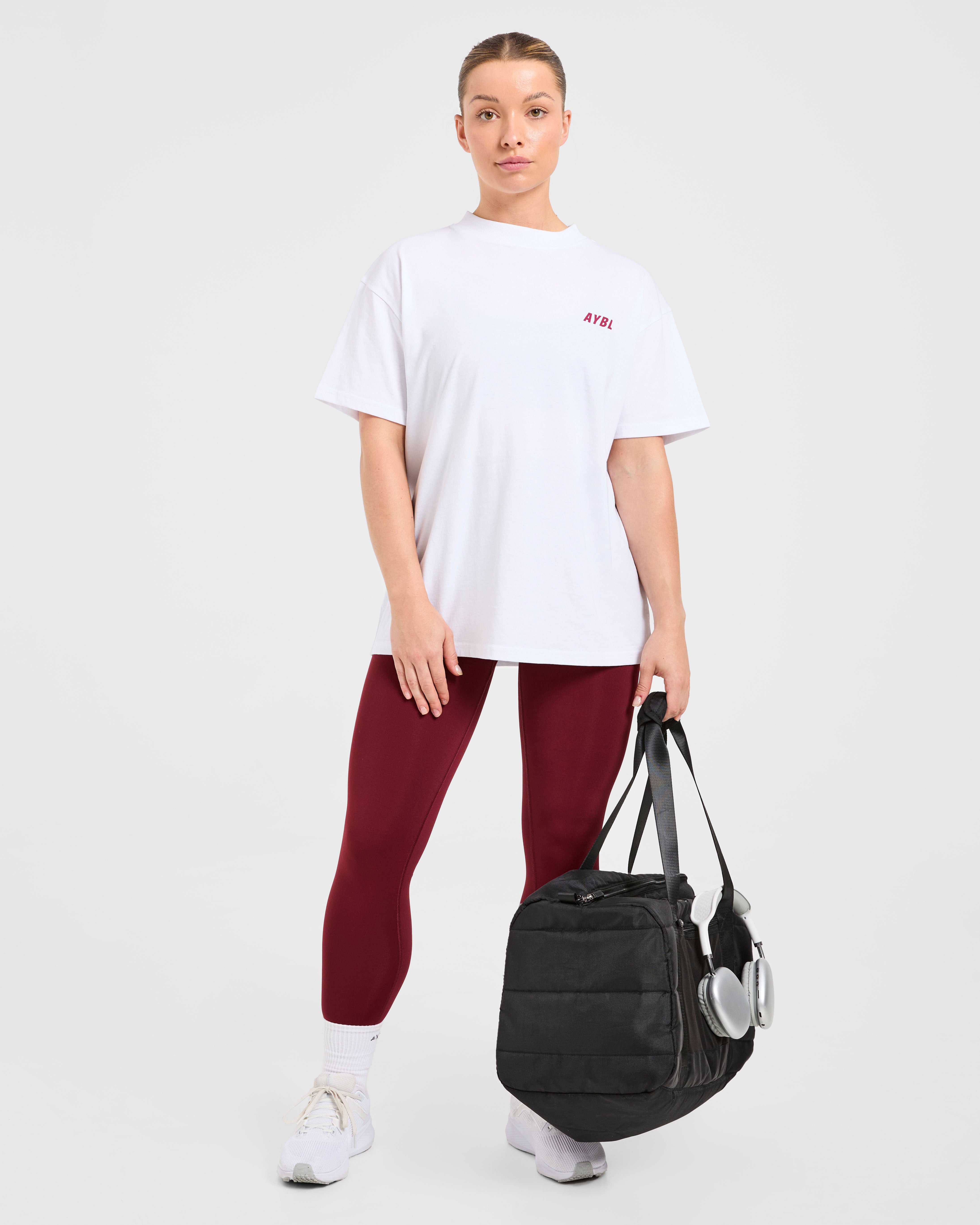 Cardio Club Oversized T Shirt - Blanc/Burgundy