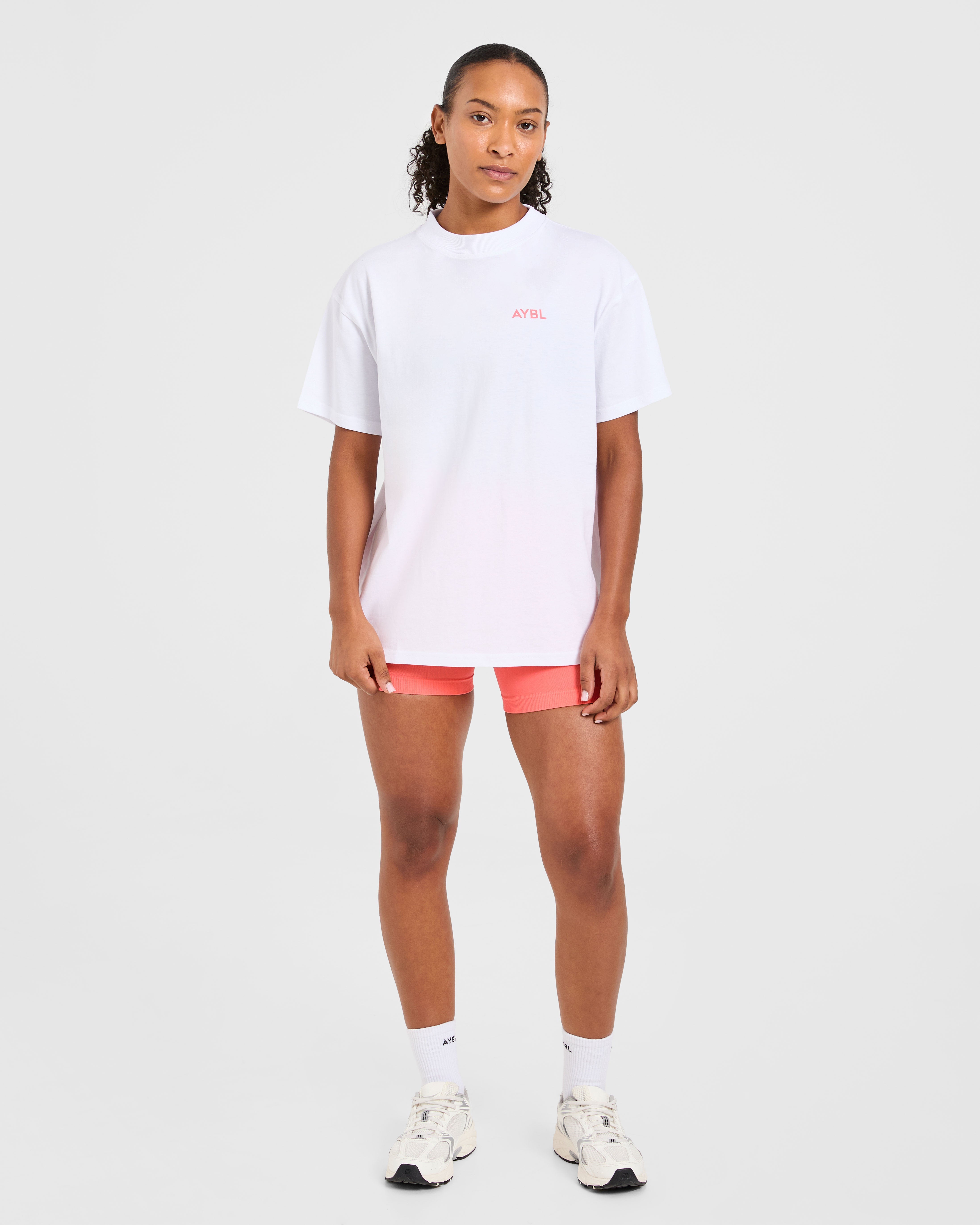 Lift Graphic Oversized T Shirt - Blanc/Coral Peach