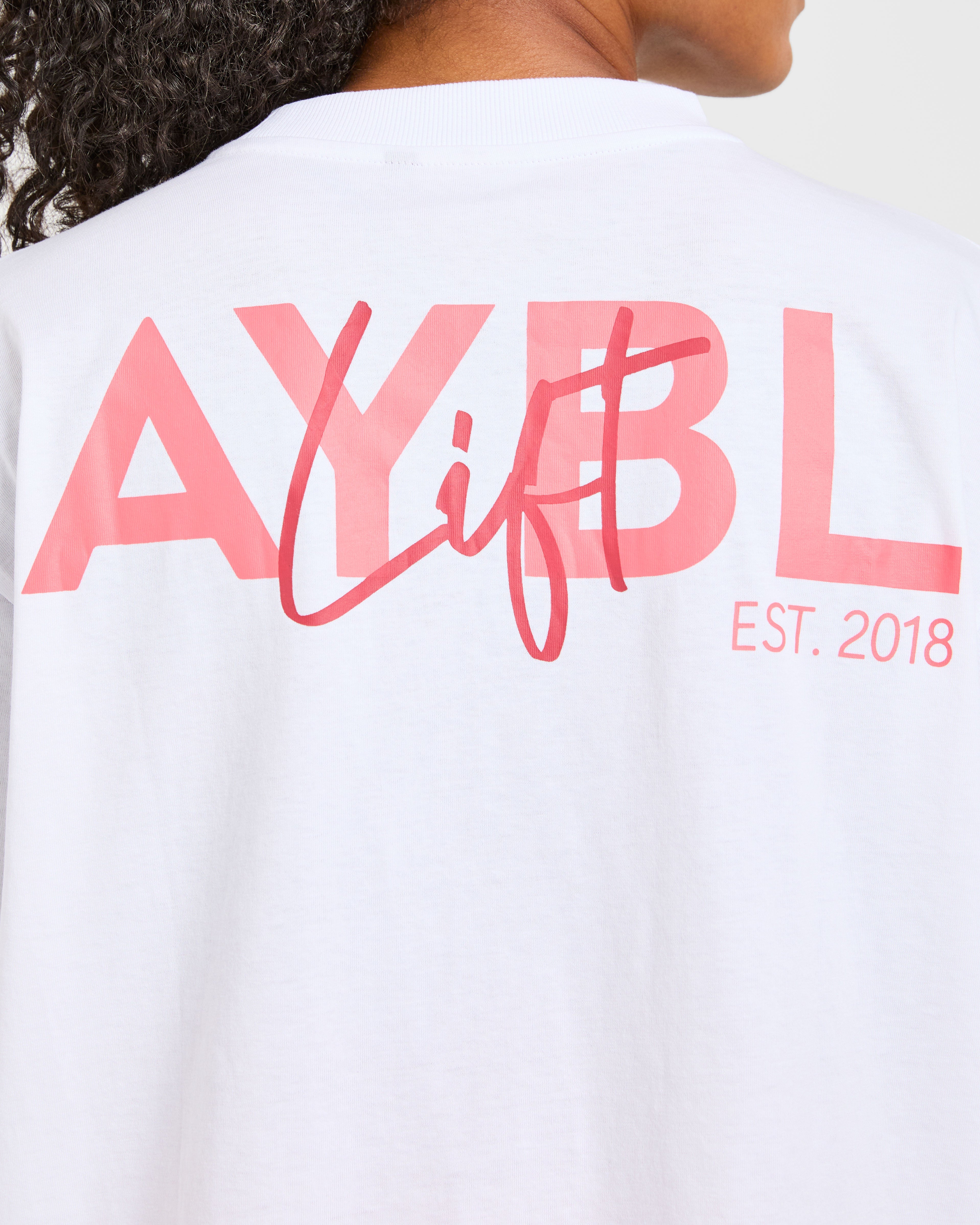 Lift Graphic Oversized T Shirt - Blanc/Coral Peach