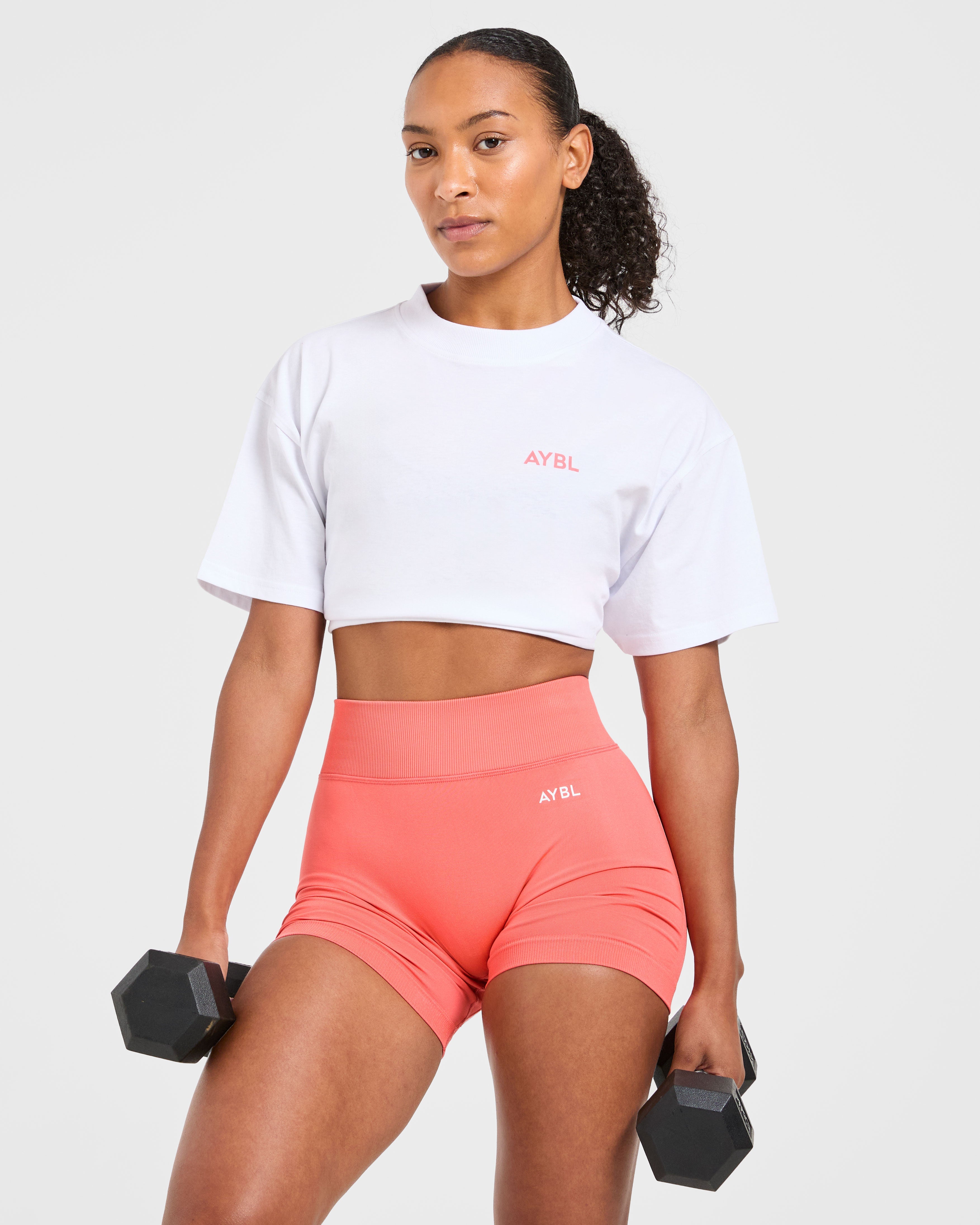 Lift Graphic Oversized T Shirt - Blanc/Coral Peach