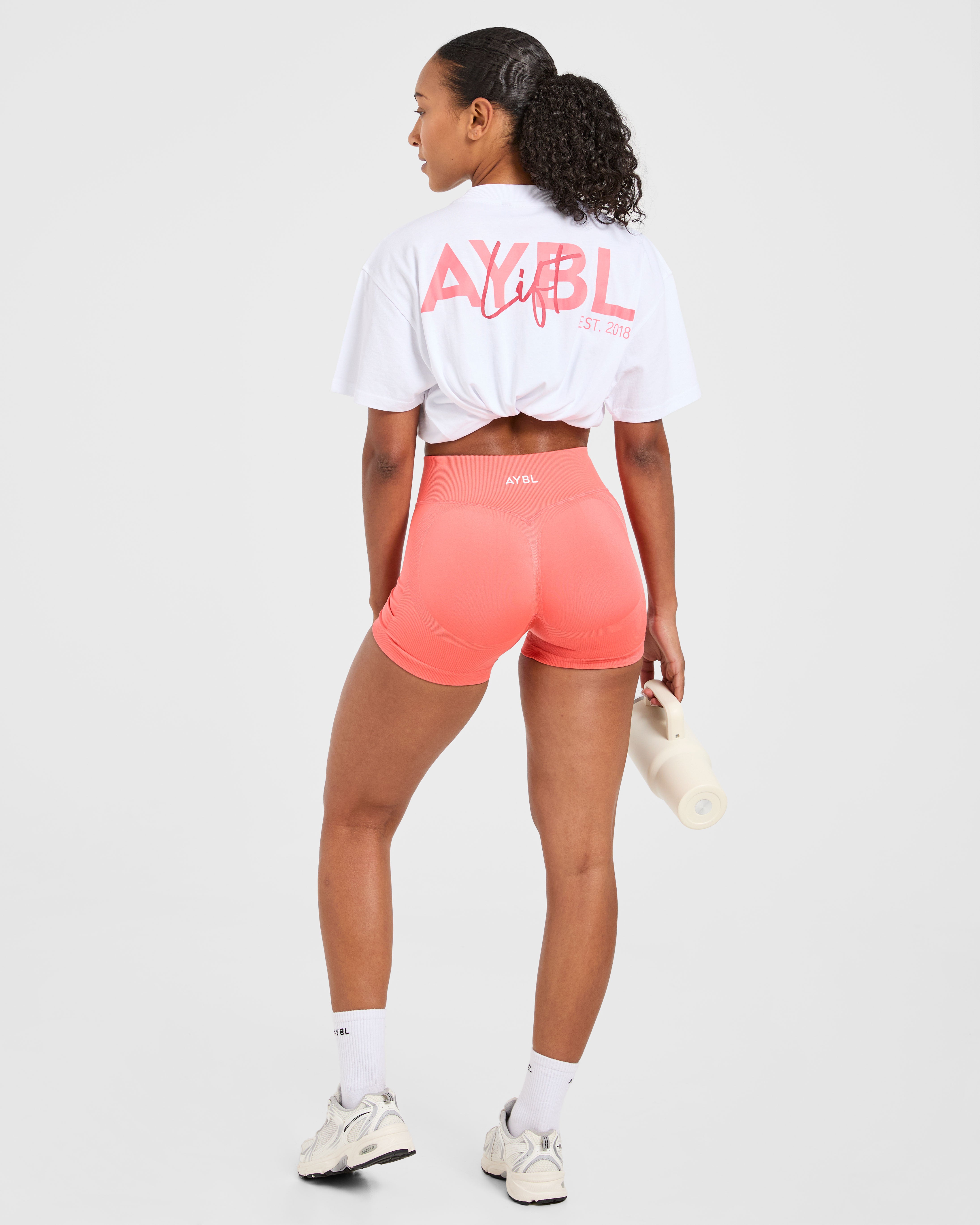 Lift Graphic Oversized T Shirt - Blanc/Coral Peach