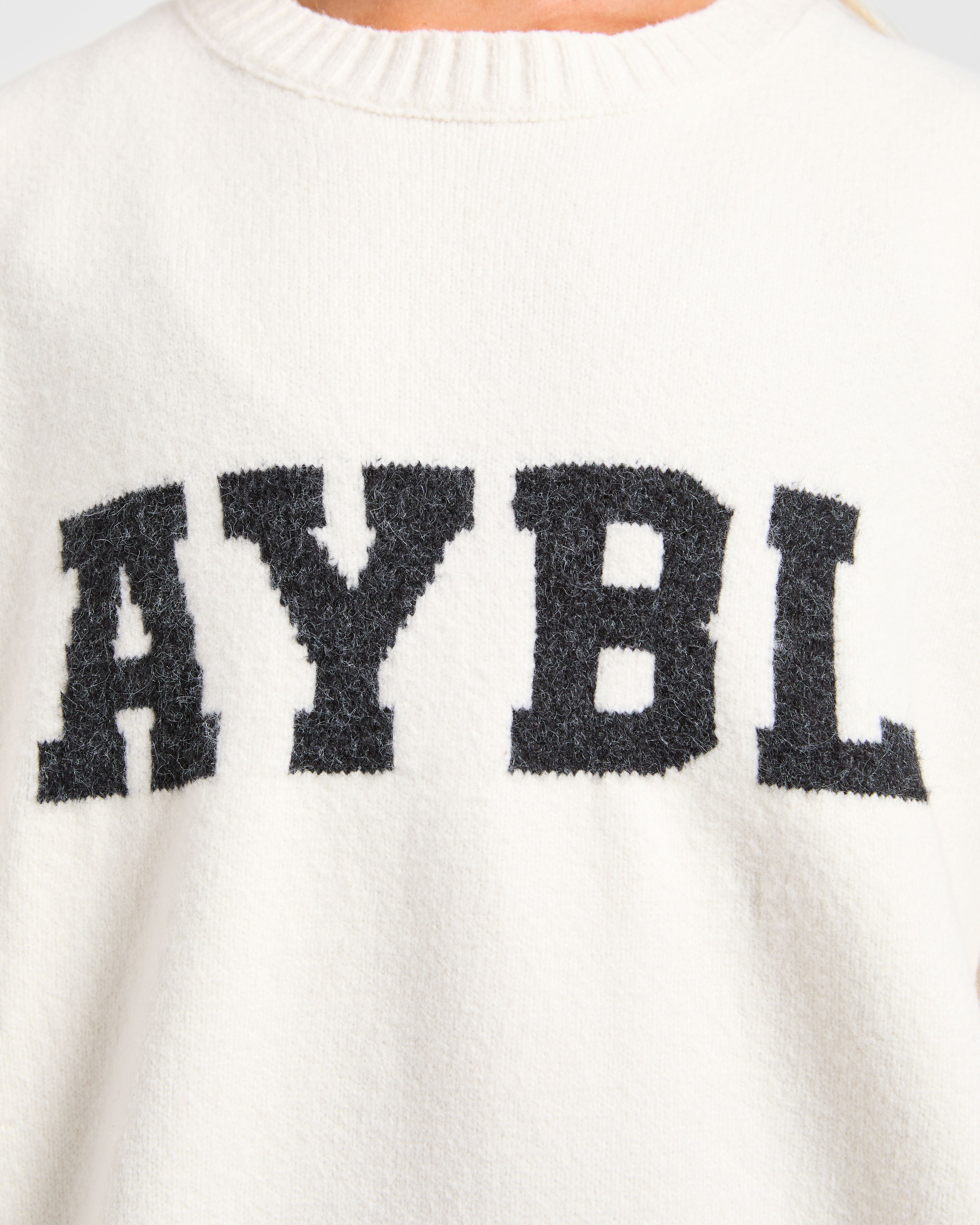 Varsity Oversized Knitted Sweater - Off Blanc