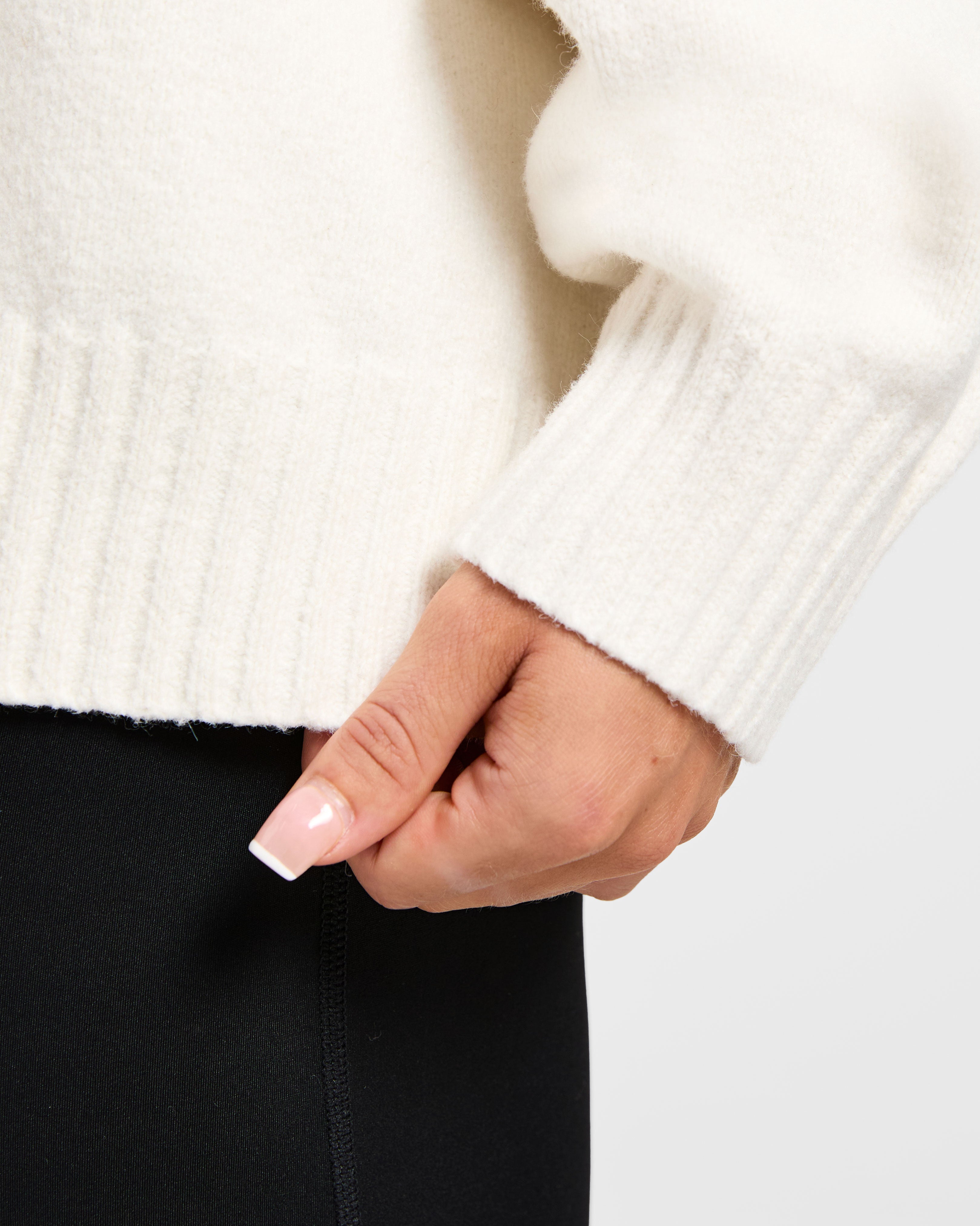 Varsity Oversized Knitted Sweater - Off Blanc