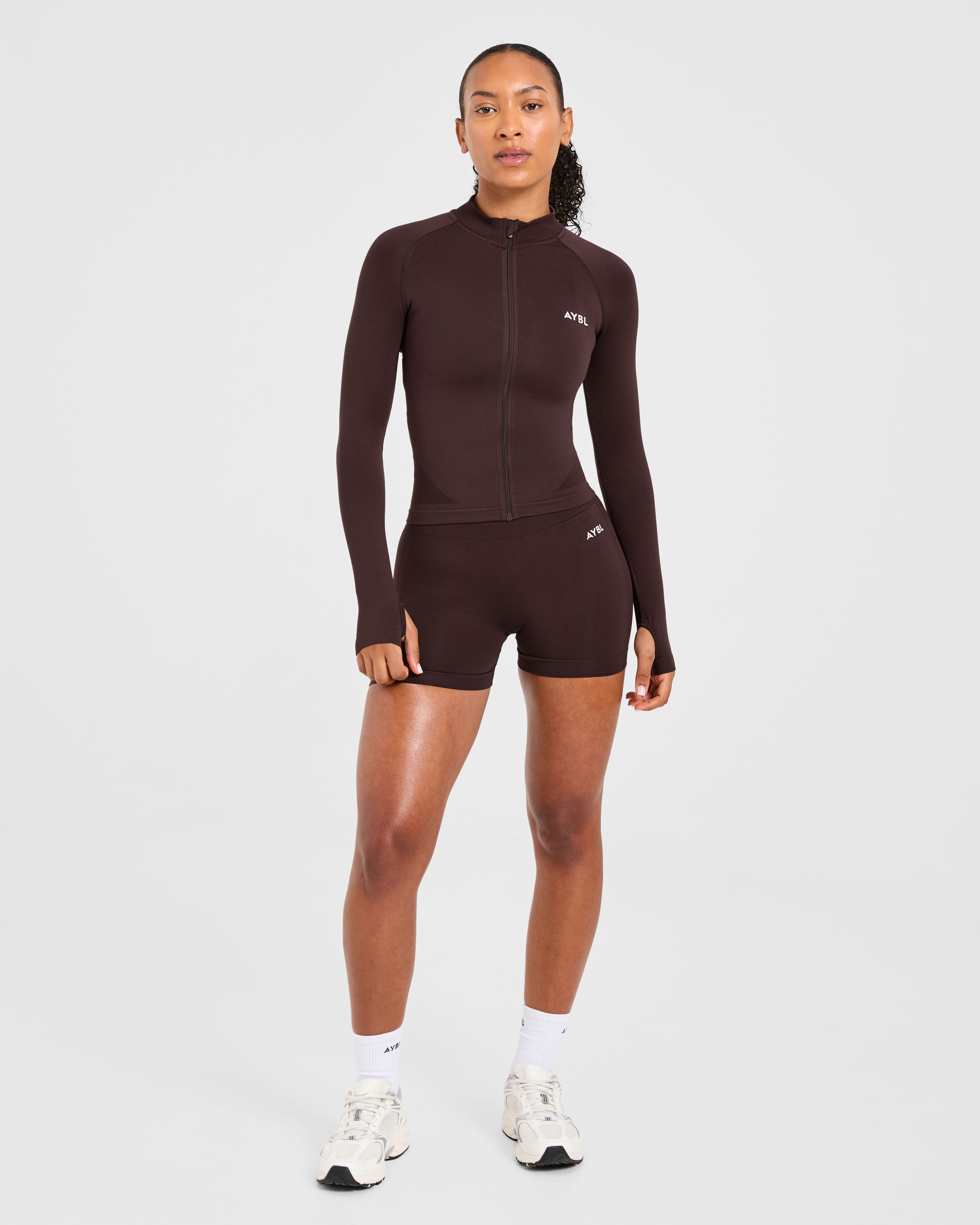 Empower Seamless Full Zip Jacket - Cocoa Brun